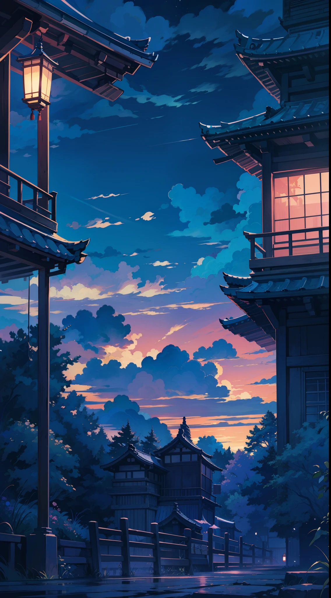 Blue Studio Ghibli Wallpaper, Ghibli Inspired Atmosphere Night Ambiance, Fantasy, Japanese Sky