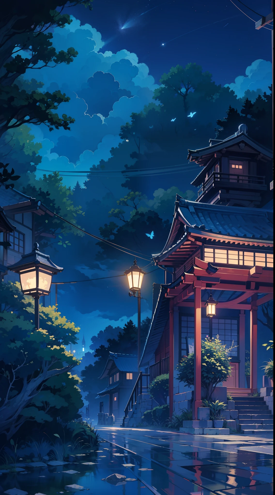 Blue Studio Ghibli Wallpaper, Ghibli Inspired Atmosphere Night Ambiance, Fantasy, Japanese Sky