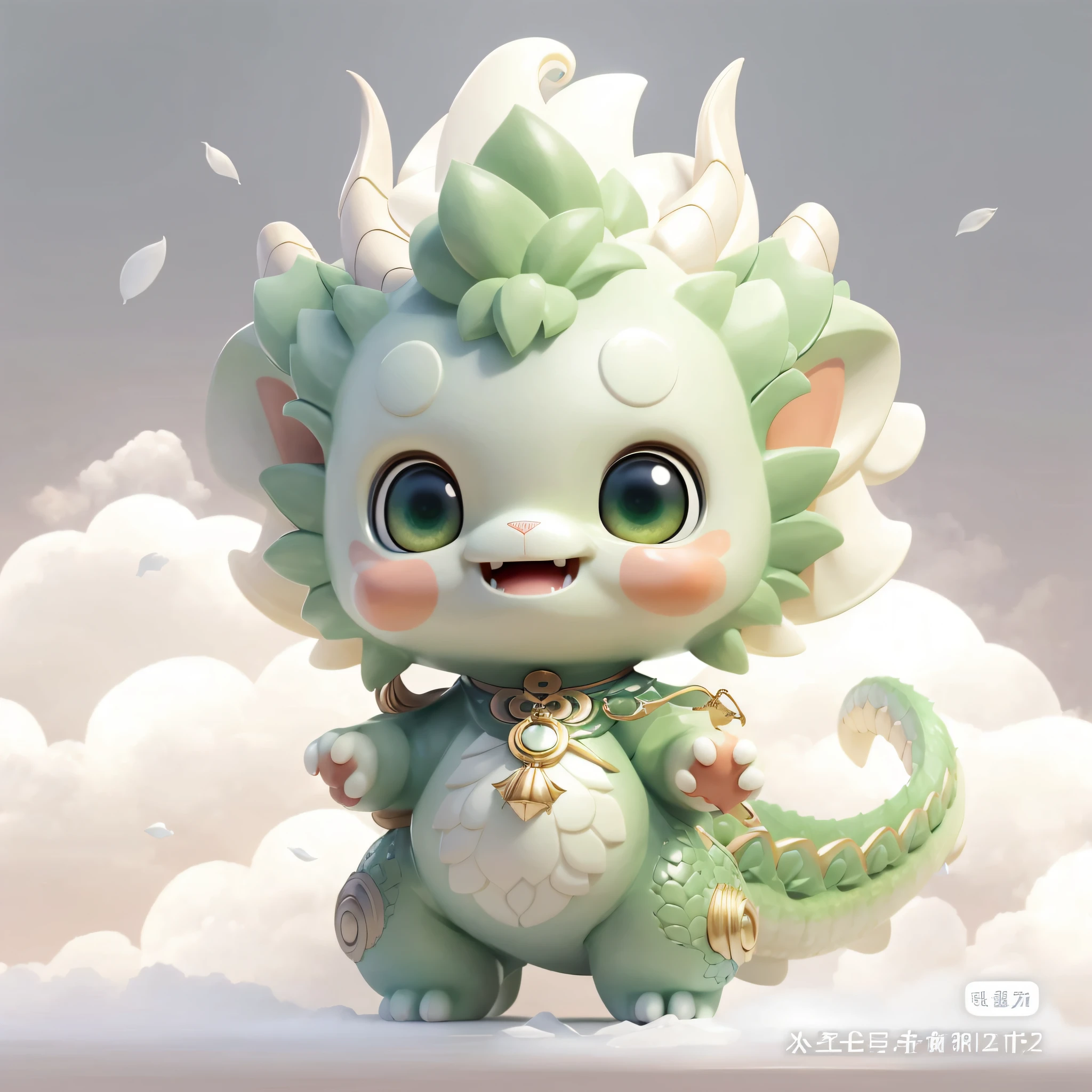 There is a green dragon with a golden bell on its head, Cute detailed digital art, lovely digital painting, cute little dragon, author：tooth wu, style of wlop, adorable digital art, [ trending on CGSociety ]!!, by Russell Dongjun Lu, Phlegm sputum, phlegm! pastel colour, 🌺 CGSesociety, by Yang J, Trends in CG society