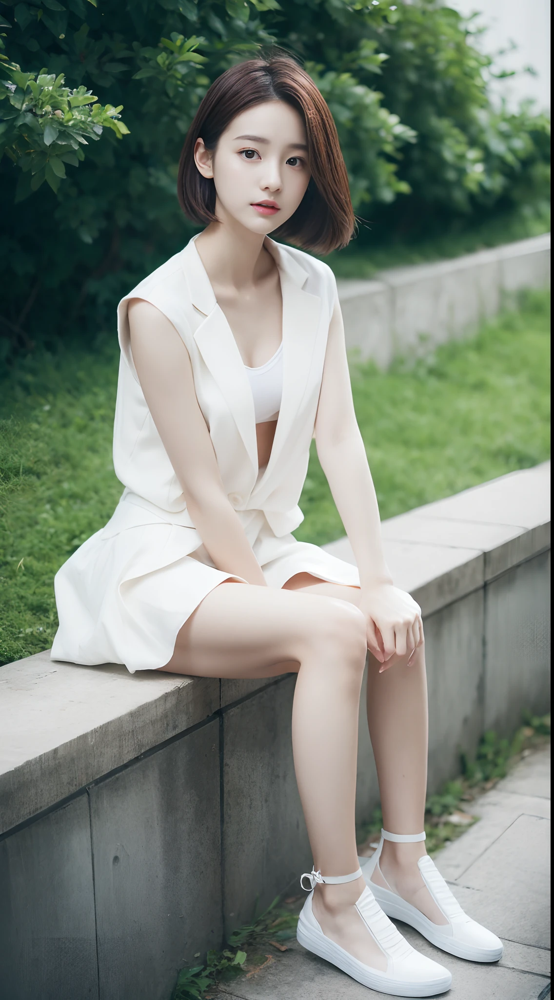 top Quority,Ultra-clear resolution,Clear eyes,plain face,s the perfect face,White skin,Perfect chest,with perfect legs,Long legs,Short black style skirt,Random environment