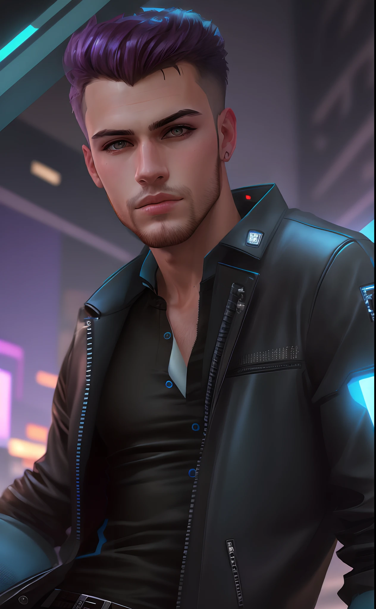 Change background cyberpunk handsome boy, realistic face,