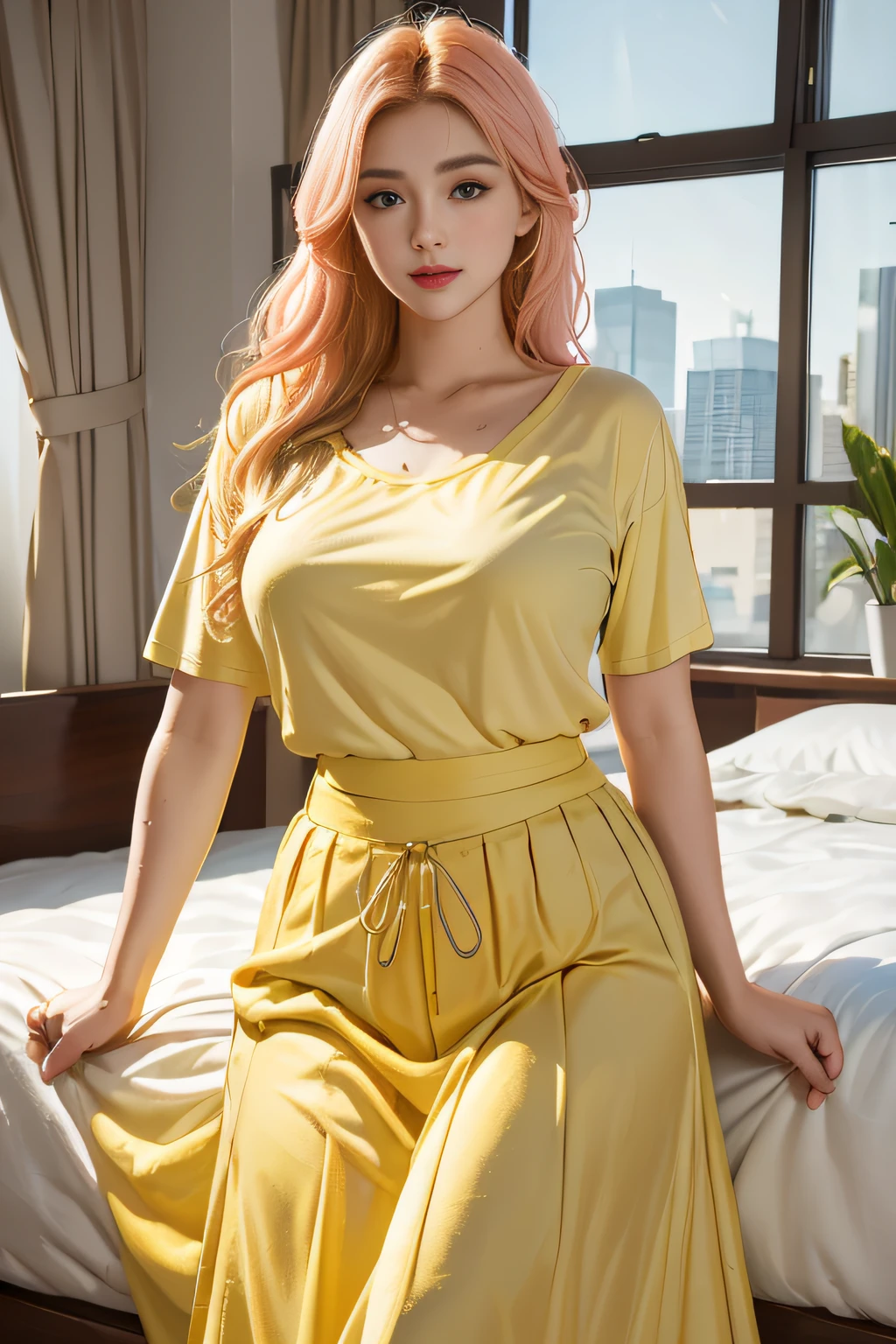 ((yellow short sleeve blouse)),((yellow long pants)),((lying on the operating table)),((legs spread apart)),((ankles tied)),((brain pulled out)),((innocent)),((Pretty lady))