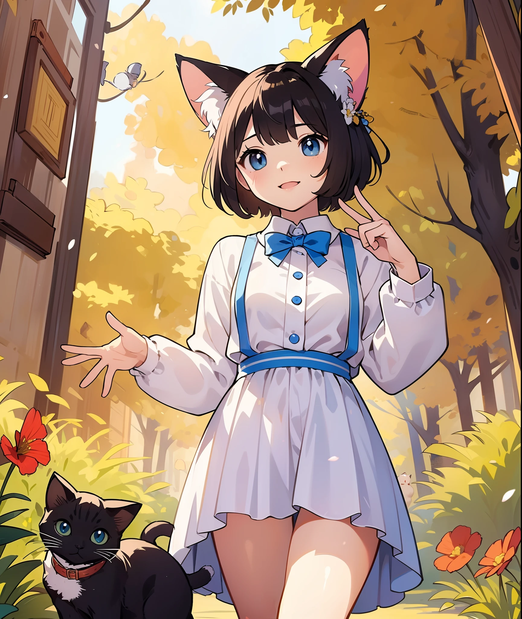 ((Masterpiece 1.2))、With a cute cat、