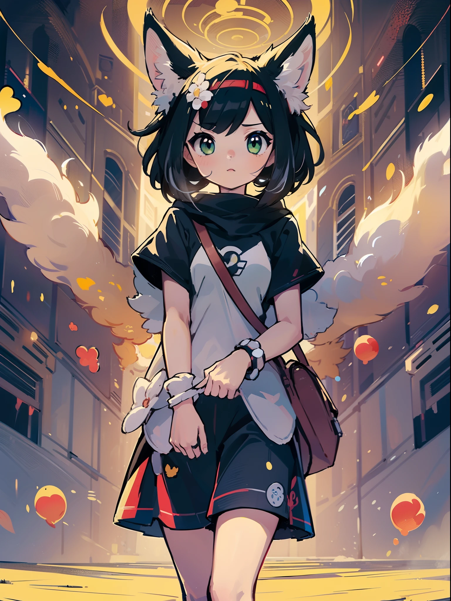 1girl in,（（Bringing a cat 1.2））、A pokémon_The card,(top-quality), (high_quality), (Convoluted_Details), (ultra-detailliert), (illustratio), (Distinct_image),saito_naoki,fight