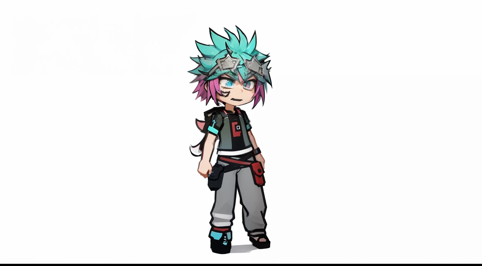 Pixel play style,Cyan pupils and hair