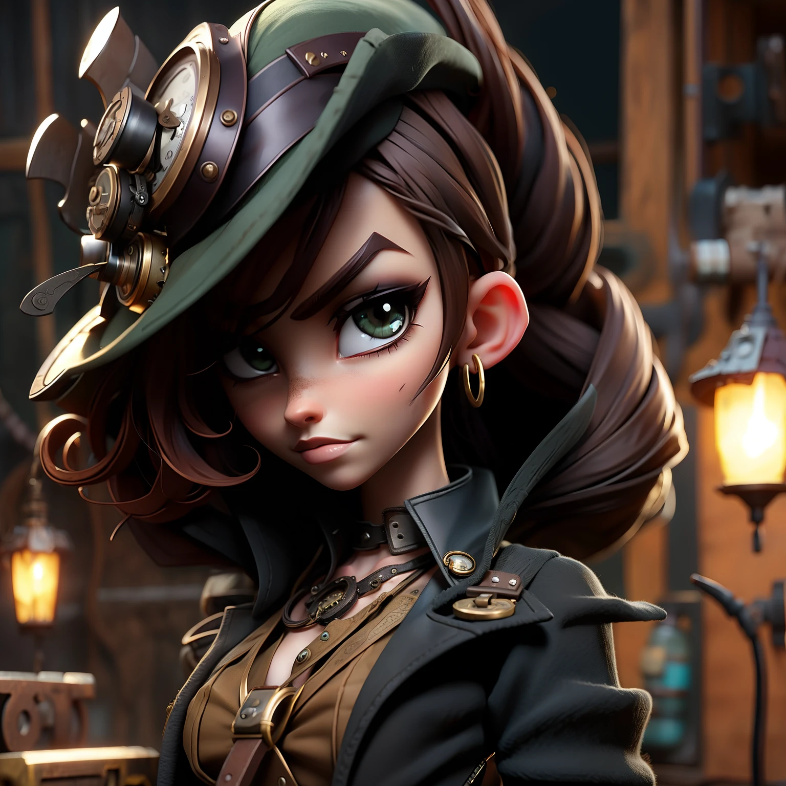 Steampunk malicious girl