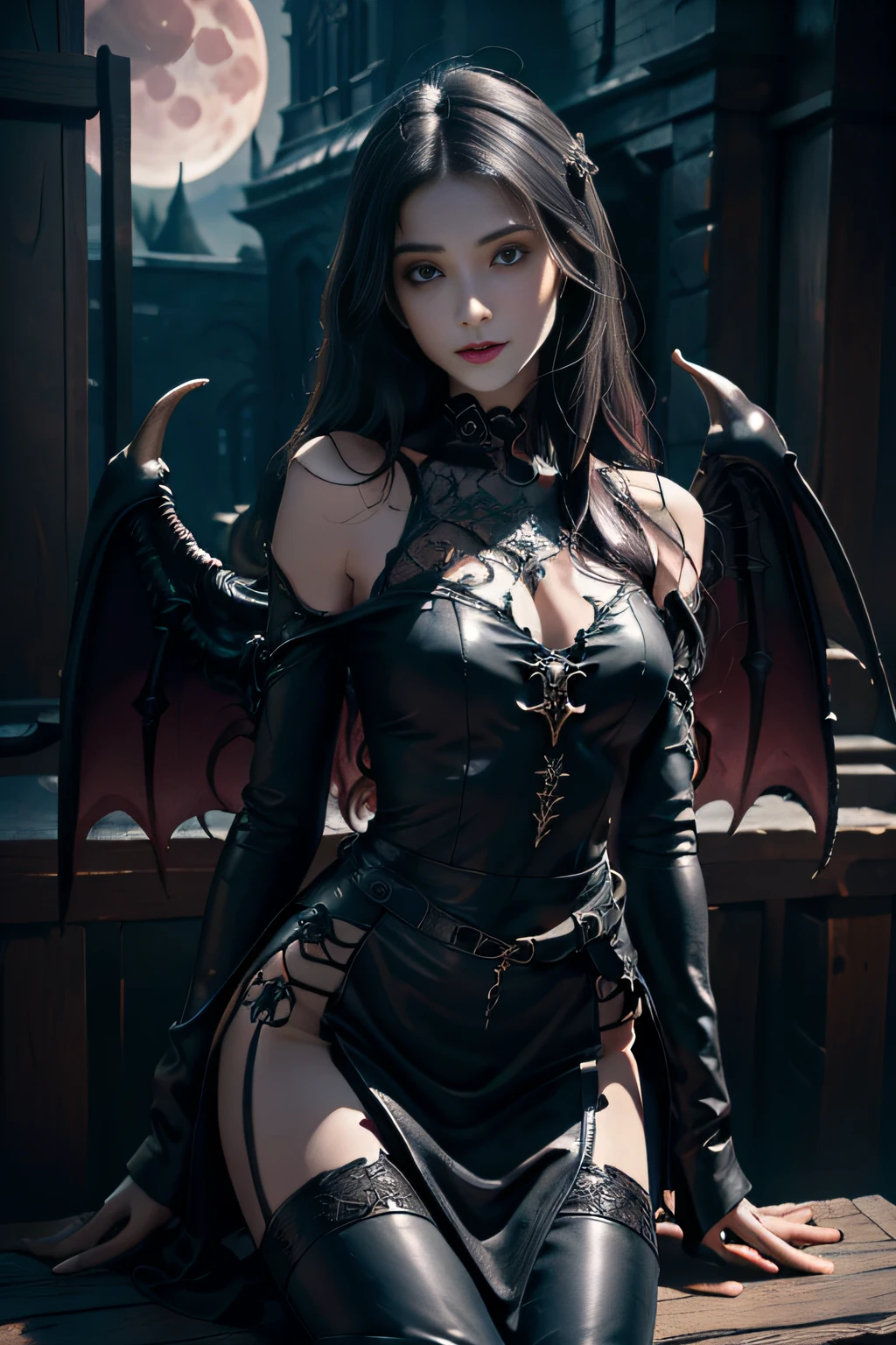 Fine matte paint,Skeleton Dark Angel, Haunted castle with large wings, Fill the drawing table with a knife,terroral,uncanny,horrid,secret terror,tentaculata,grape trees,The eye,uncanny valley effect teeth,all fours,Critters,Blood Moon,Sharp fangs,vampire tooth,Blood