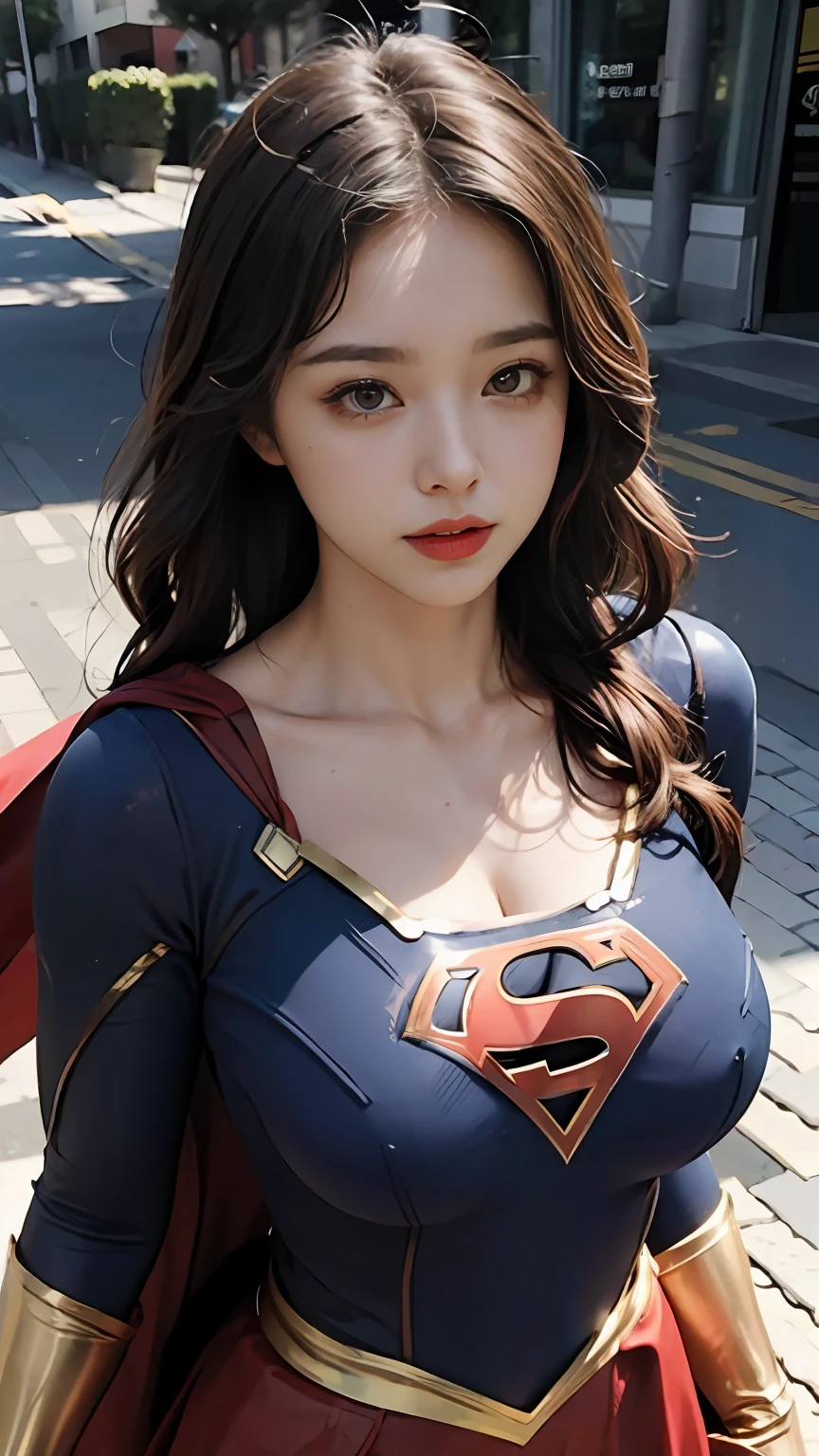 Woman body set big breasts, Supergirl costume dress