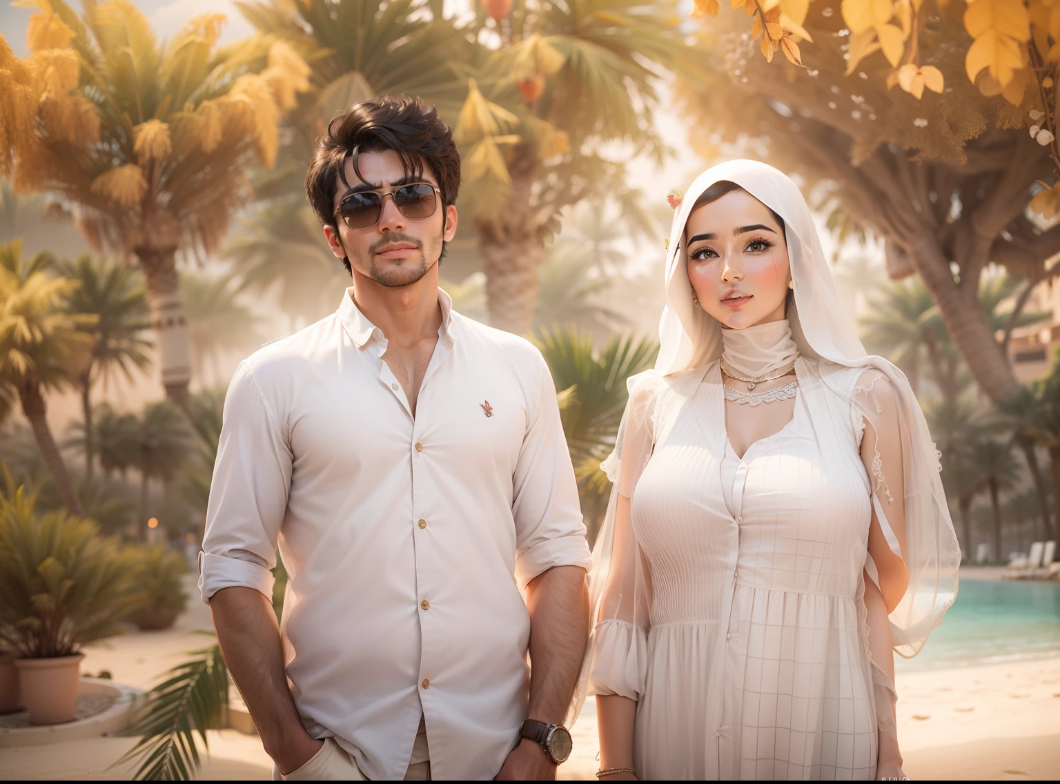Beautiful couple on honeymoon, at Dubai