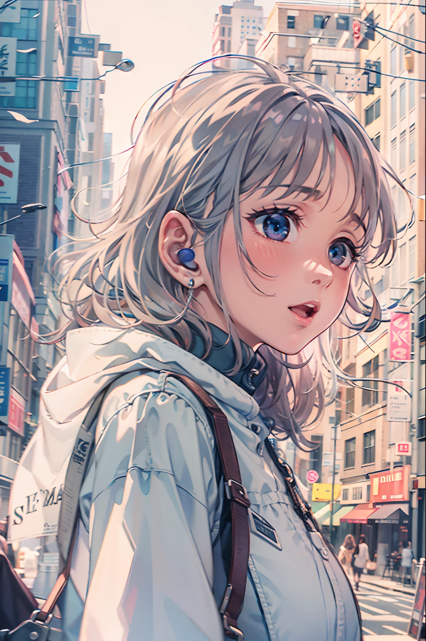 (top-quality:0.8)、(top-quality:0.8)、perfect anime illustration、Extreme close-up of pretty girl walking in the city