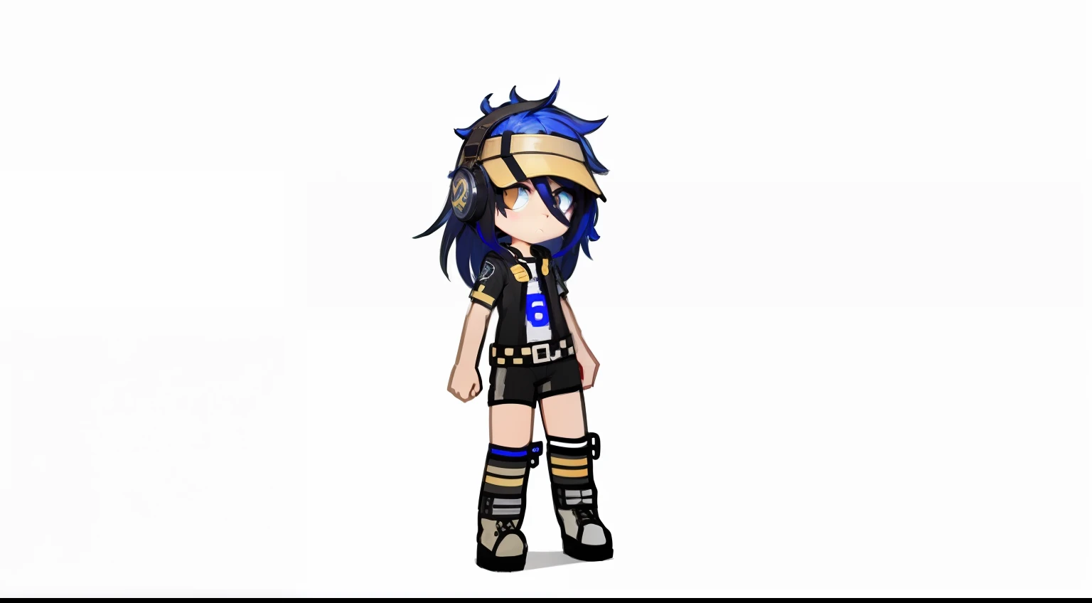 Pixel play style，Blue pupils and hair
