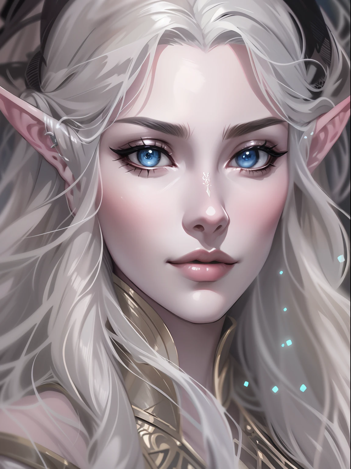 D&D drawing, Lúthien Tinuviel the elven lady of Silmarillion, expression sweet, close-up intensity, masterpiece, best quality, ultra-detailed, cinematic beautiful lighting, intricate details, looking at viewer, depth of field-ar 2:3-s 200