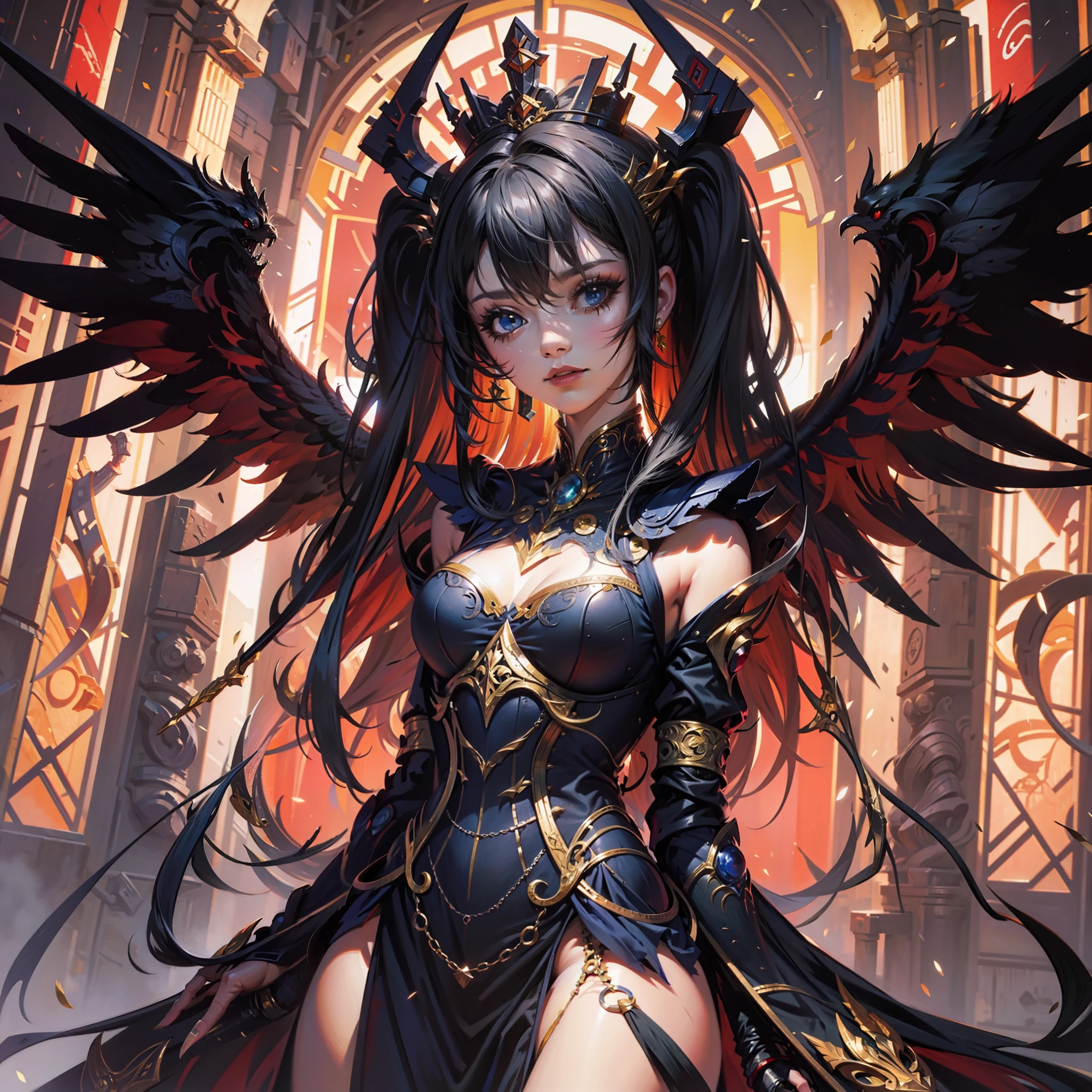 //style (Maximalism:1.3), vivid contrast, Gustav Klimt, (typography:1.3), BREAK //quality and charactor (realistic:0.8), super photo realistic illustration, highres, ultla detailed, absurdres, extremely beautiful female demons, (female demons:1.8), (butterfly wings, feathers:1.3), (full body:1.3), (mechanical gothic girl dress decorated many gears and jewelries, ultra detailed embroidery dress, blood, blood, detailed hell gate, gothic bonnet decorated many gears:1.8), (gears and machines:1.3), (huge heavy weapons:1.5), (ultra detailed mechanical wings:1.5), beautiful long hair blowing in air, hair ornaments with jewelries and light chains, amethyst, lapis lazuli, emerald, turquoise, sapphire, topaz, (from below:1.1), //emotion (god bless you:1.5), compassionate expression, empathetic, caring, kind, content expression, satisfied, pleased, gratified, thoughtful expression, pensive, reflective, contemplative, determined expression, resolute, purposeful, firm, anxious expression, worried, uneasy, apprehensive, BREAK //background (hellish background:1.5), flower petals, colorful flowers, spiral, spiral staircase, DNA, gene, deoxyribonucleic acid, double helical structure, BREAK //effect (colorful:1.5), blooming light effect, suspended moments, distorted reality, kaleidoscopic views, papier collé, paper collage, layered compositions, varied textures, abstract designs, artistic juxtapositions, mixed-media approach, digital collage, mixed-media manipulation, layered imagery, surreal compositions, visual storytelling, contemporary art, blended techniques, textured oil painting, thick impasto, bold brushwork, rich colors, sculptural surface, expressive technique, tactile appeal, low-key lighting, moody ambiance, dark shadows, subtle highlights, mysterious aura, fauvism, (bold color palette):1.2, expressive brushwork, vivid hues, strong contrasts, emotional impact, modern art movement,