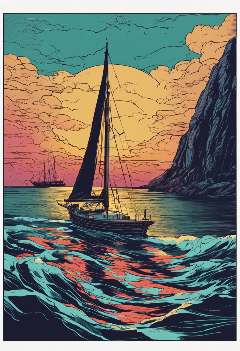 sailboat swims to the great sea