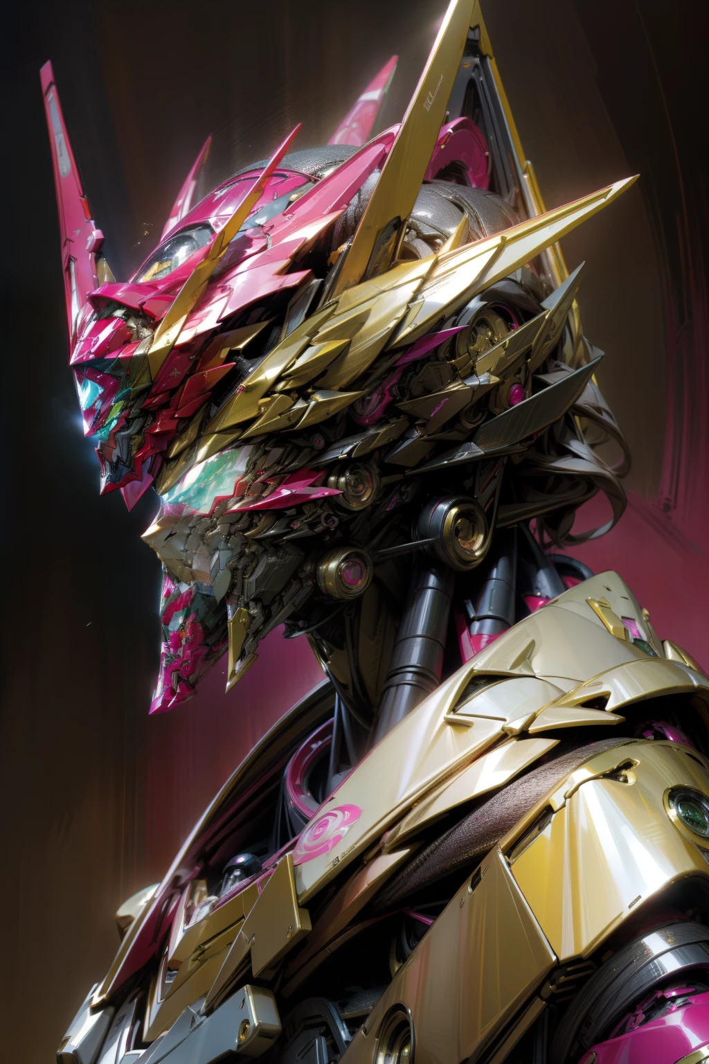 Outrageous resolution、hight resolution、(masterpiece:1.4)、ultra-detailliert、Crisp details、Dramatic and photorealistic pictorial art、Super Sentai Series、Megaranger、Hero Mask、(reddish、verdant、A black、amarelo、pink there、Fivesome)Righteous heroes、Decide on a transformation pose、
