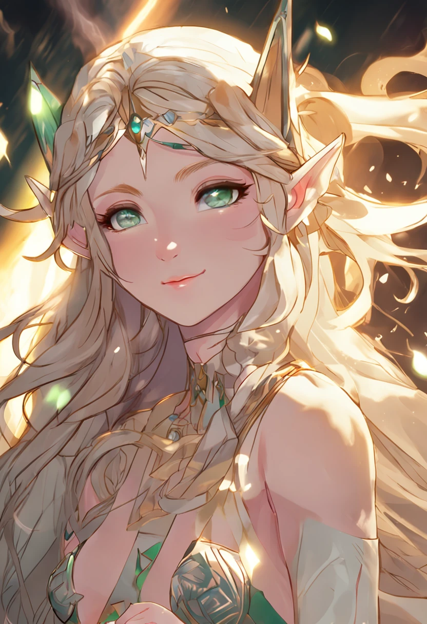Naked Zelda((Masterpiece)),(illustration),(((Best quality)), Irridescent color, high-resolution illustrations, Amazing,A high resolution, intricately details, Extremely detailed Cg Unity 8K wallpaper ((Zelda)), Small breast,  Naked,（delicate adorable face）bareness，A blonde long-haired，spoony，（green-eyed），NSFW，rays of moonlight，the night，Lie down in bed，short sexy dress，pantyless，Pout your ass，high ponytails