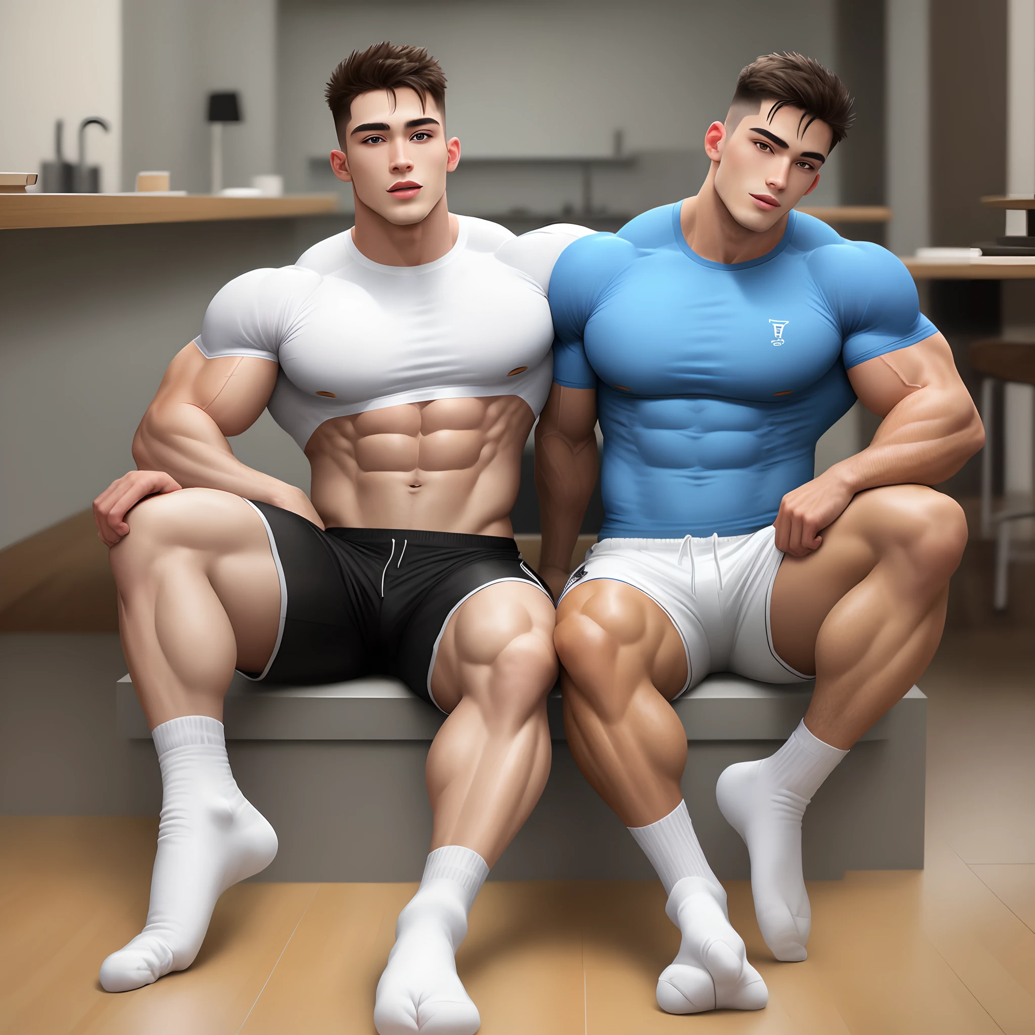 Muscle men gay white socks shorts