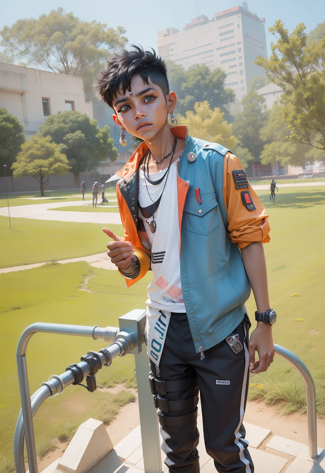 Cyber punk, a Indian boy, high details,--v 4