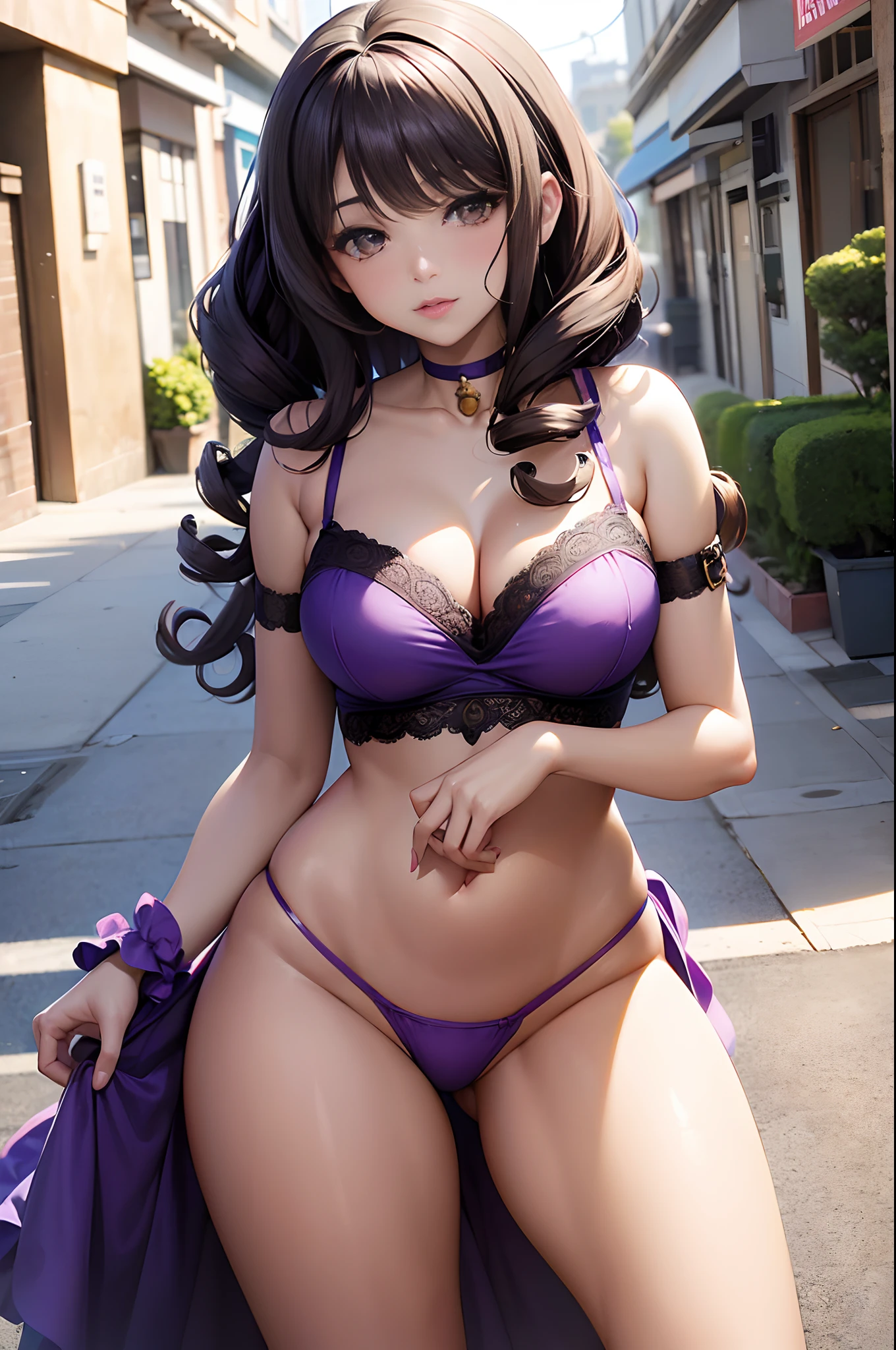 (La mejor calidad) (obra maestra ) Cara perfecta. kawaii & Siniestra princesa belleza joven en la ciudad de Los Angeles. (((Curly hair))) ((((nordin woman))))