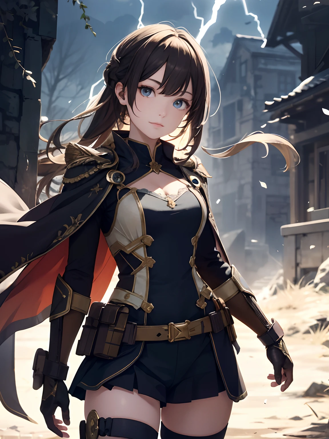 The background is a dungeon, Brave, Large sword, Cute face:1.5, Petite:1.5, 15 years old, Long Hair:1.5, ponytail, Brown Hair, Small breasts, uhd, retina, masterpiece, ccurate, anatomically correct, textured skin, super detail, high details, high quality, best quality, highres, 4K