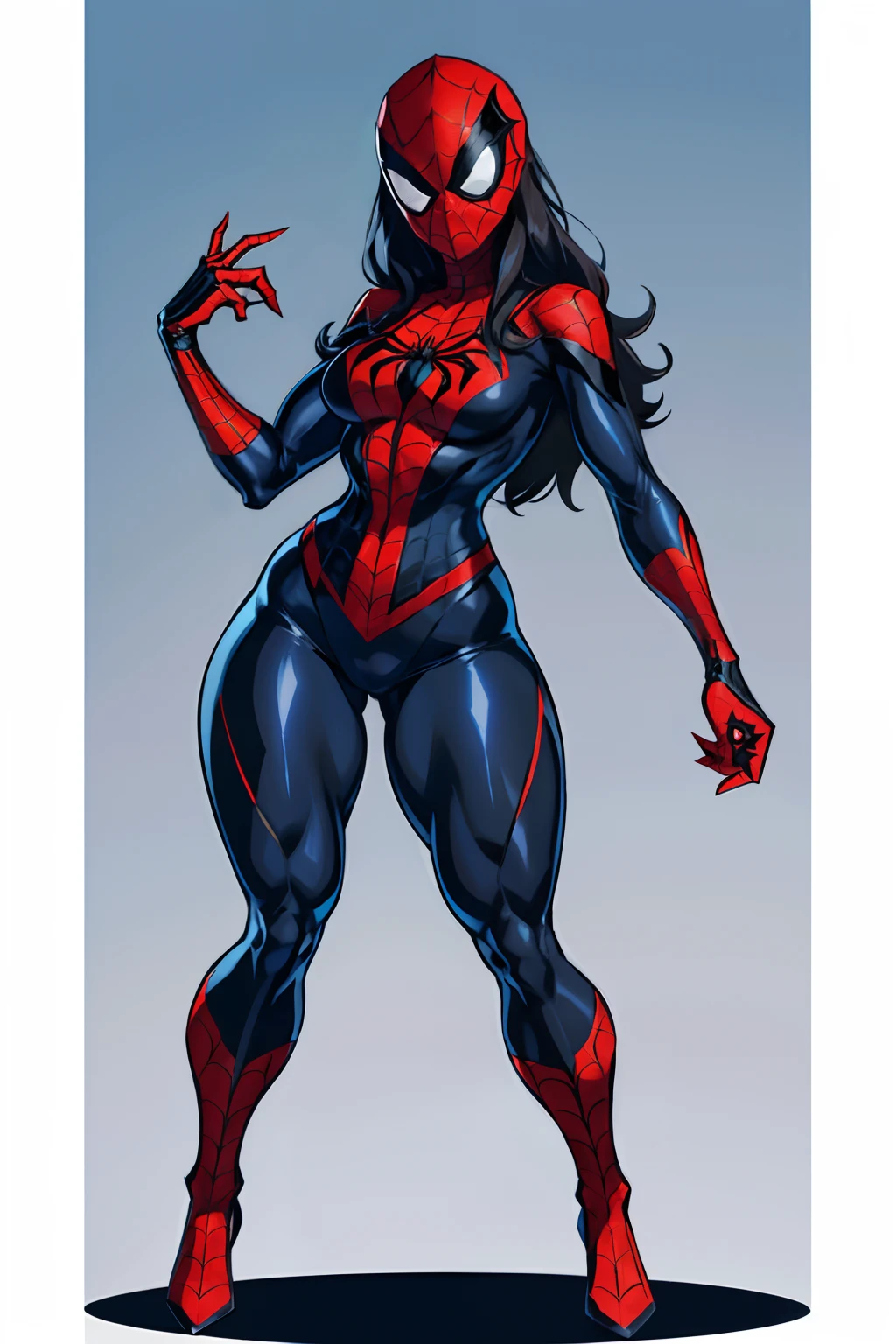 Spider woman black outfit, Spider man clothes, thick thighs, spider man mask, full body