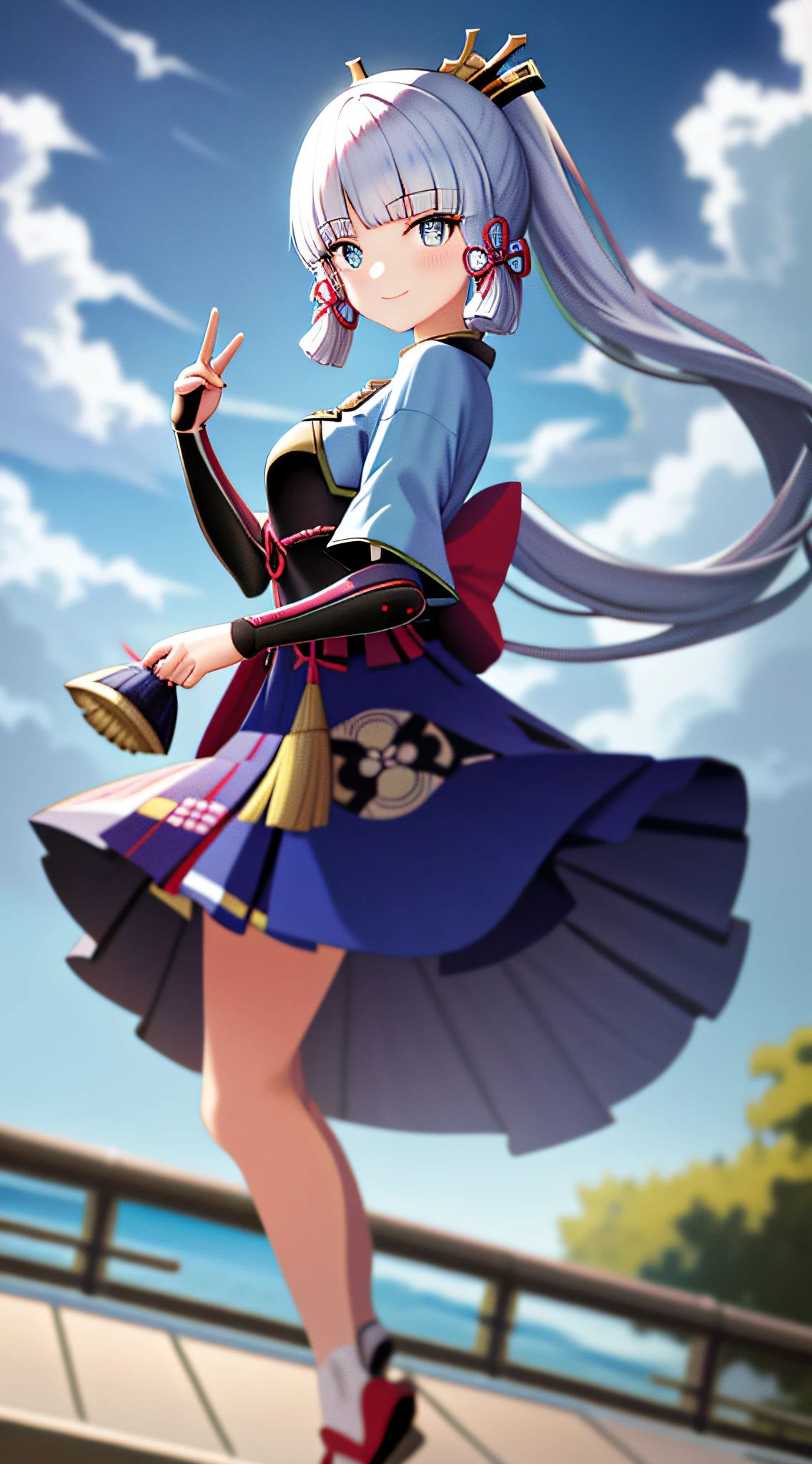 masterpiece, highres, best quality, 1girl solo, kamisato_ayaka, smile, kimono