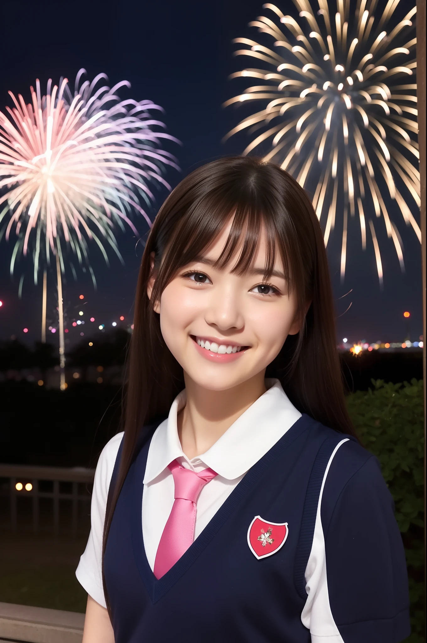 A smile、hi-school girl、校服、While doing fireworks、mare、Tokyo Skytree、cherry trees