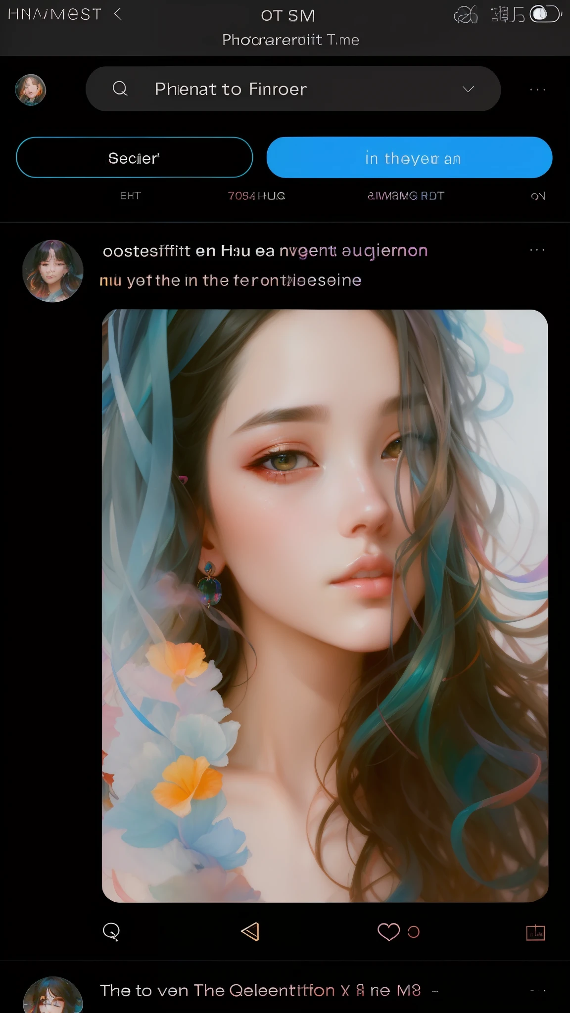 _james jean, floating female figure made of ribbons, smoke, in the sky, colorful and vibrant, mystical colors, contemporary impressionism, yanjun cheng portrait painting, iridescent painting, 3/4 perspective view, cute face, low angle, sweeping circling composition, large beautiful crystal eyes, big irises, UHD, HDR, 8K, (Masterpiece:1. 5), (the most beautiful portrait in the world:1.5)