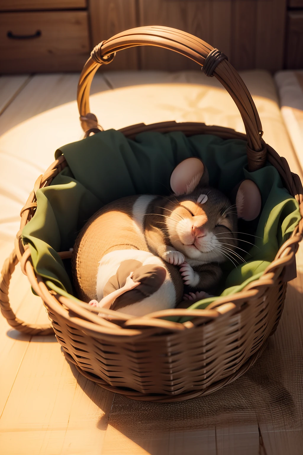 greedy mouse sleep in basket