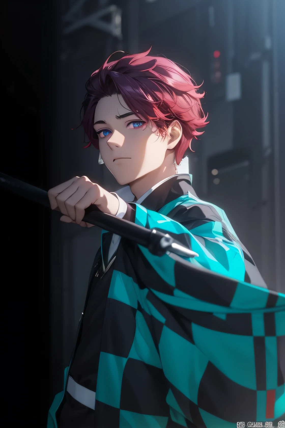boy 17 year, eyes purple, hair red