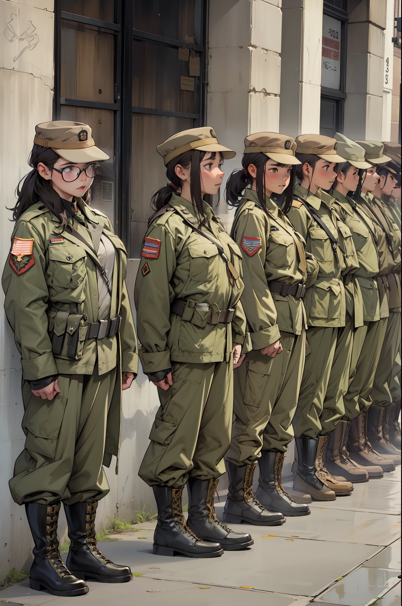 Girl soldiers lining up