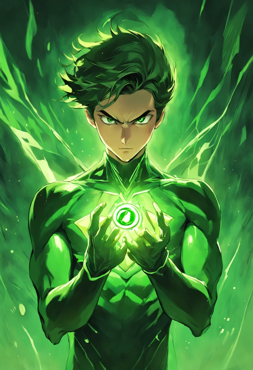 Prompt: {Diante de mim, A woman of extraordinary presence emerges, a Green Lantern whose power emanates in a vivid and captivating aura. Seus cabelos esverdeados, brilhando como folhas sob a luz do sol, they are a tangible reflection of the energy it channels. Um uniforme elegante, created by his willpower and the sheer manifestation of his imagination, envolvendo-a com uma intensidade verde resplandecente. Seus olhos, de um verde hipnotizante, they seem to contain the full spectrum of emotions and possibilities. They reflect the intrinsic intrinsic of a Green Lantern, A warrior of courage and compassion, ready to face challenges that go beyond what the eye can see. Enquanto ela se move, Each gesture is a symphony of confidence and self-mastery. Seu uniforme, feito de pura energia verde, Pulses in harmony with your heart, a manifestation of your connection to the emotional spectrum that Green Lantern represents. Ela parece fluir com o poder que a envolve, a living extension of the cosmic forces that chose her for this mission. With a gesture of his hand, ela convoca construtos feitos de luz esverdeada: armas, shields and tools that are an extension of your own will. Each creation is a manifestation of your creativity and imagination, proof that a Green Lantern is not just a guardian of the universe, but also an artist of energy and light. The presence of the Green Lantern woman is more than a symbol of power; It is a testament to the infinite capacity of the human being to overcome challenges and embrace a greater destiny. She personifies the alliance between human strength and cosmic energies, uma parceria que resulta em uma figura marcante e inspiradora.} Possible additions: A) Posso explorar as origens e os eventos que levaram a mulher a se tornar uma Lanterna Verde, enriquecendo a narrativa com sua jornada pessoal. B) I would like to detail the Green Lantern woman's relationship with other members of the Green Lantern Corps and how she fits into the cosmic context of the