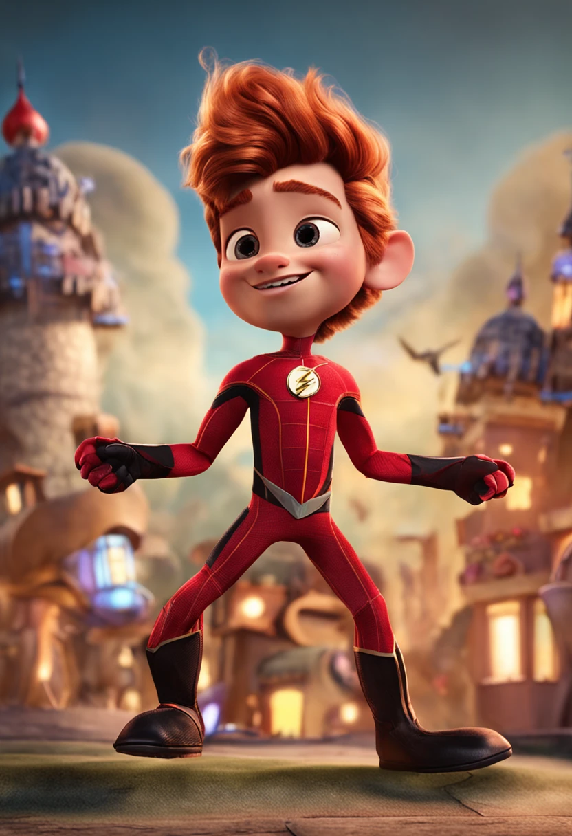 description: Make a boy
Features: He's 4 years old
Scenario: Disney Drawing Type
Share: He's dressed as the flash.
Qualidade: Pixar, 3D, Disney
Criando Personagem Disney, Pixar