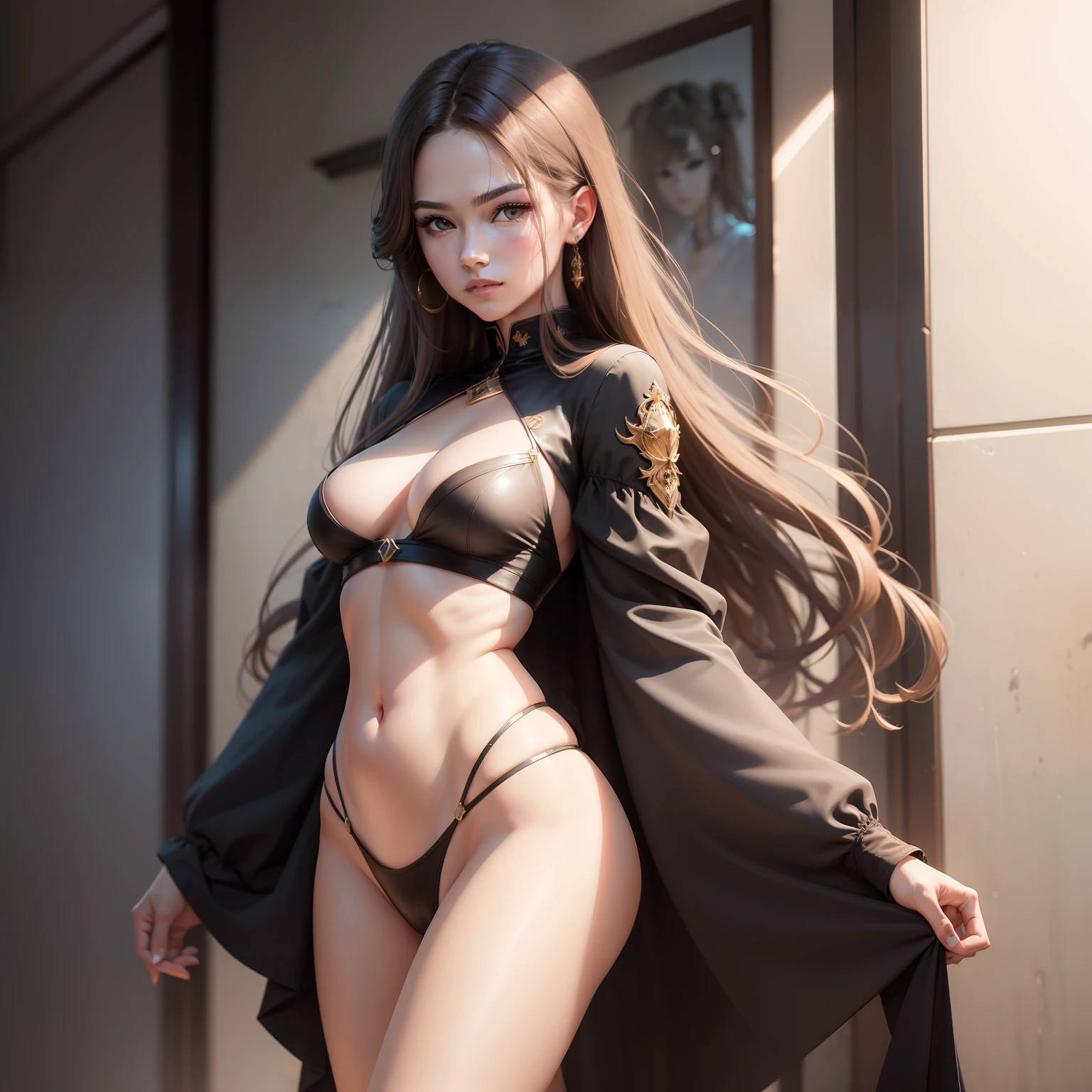 masterpiece,best quality,ultra detailed,highres,high-resolution,4k,4kportrait,8k,8kportrait,unity8kwallpaper,extremely detailed CG,realistic,RAW photo,real person,portrait photography,photorealistic,shiny skin,detailed skin,(((dynamic angle,full body))),90'supermodel Michelle Hicks, -height: In standard model heights、It is considered to be around 175 cm。
- Hair color: Darker brown。
- Eye color: brown。
-somatotype: slender and well-proportioned model figure,。
-features: Sharp and delicate facial features、long snout、Crisp eyebrows。