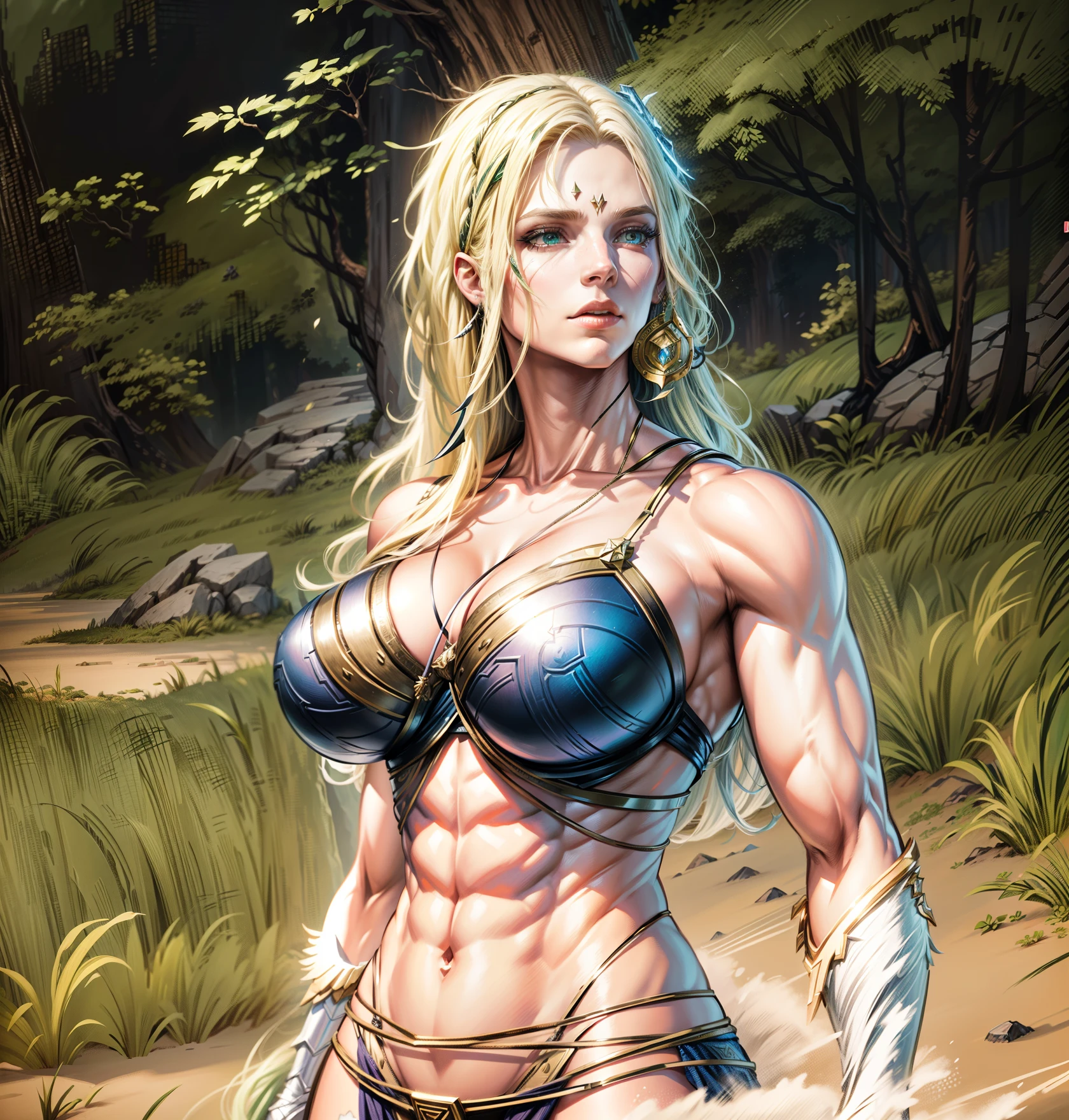 Asgard，valkyrie，Senhora Cavaleiro，Anatomia correta，epic fantasy digital art，tmasterpiece，8k，high-definition resolution，desenho detalhado，Qulidade Superior，, Epic composition, músculous body,