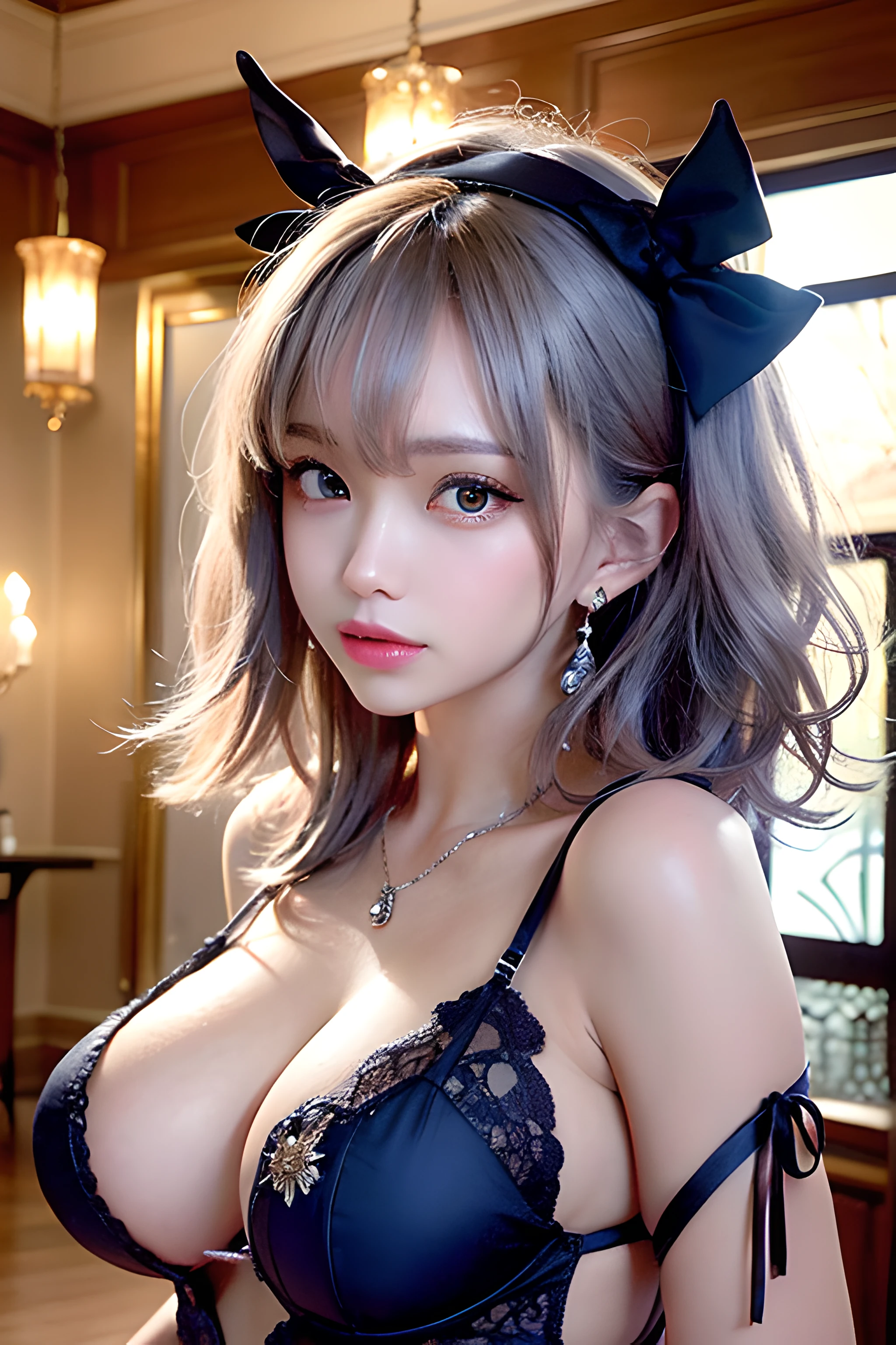 ( Very close view ) Face view , ssee-through (((In the villa)))(Cover your  with your hands ,Topless)，Head flower decoration, Petals flying in the air ，Pouting slightly，The back exposes the buttocks，The  is exposed，Naked women，Butt up，Hands and feet apart，(Colorful chandelier in Turkey),(Turkish Moroccan colored mosaic chandelier)，

（（Masterpiece））,（realisticlying：1.2）,best qualtiy,high high quality,absurderes,rich colourful,stunning art,best qualtiy, ultra - detailed,beautifuldetails， reflective hair,Good lighting, Ray traching， depth of fields,ultra - detailed,illustratio,astounding,finedetail,The is very detailed， （（ultra - detailed））， （Beautiful Meticulous Girl）， Beautiful detail glow， Complicated details， A high resolution， Extremely refined and beautiful,beatiful detailed eyes， hdr， Round eyes, detailedfacialfeatures,（Round pupils：1.4） （illustratio）,（美丽细致的眼睛）（Very very detailed face））， depth of fields,（alluring face）（evilsmile：1.3）， parted lip， （looking at viewert：1.1） closeup cleavage， wide wide shot， Side Body， photore，  poses ， Moody light， Sistine Phil Beldev, Smile，（（（Masterpiece，Best quality，A high resolution）））），Extremely detailed 8K，Beautiful girl with busty body，（hyper HD，ultra - detailed，High detail，high realistic，Ultra-realistic，Photo realism）,（1girll：1.5）,（realistic dark hair），Short curly hair，Bob cuts hair，（Dynamic posture），Face the camera,A shallow smile,Open lips，Light blue eyes，Average ，
（Beautiful and detailed face，Beautiful and delicate eyes），sweat leggs,luminous,（Sunlight，Sunlight）,（Beautiful  0.5），

cleavage, Cover only your  with your hands，hips bare，earring，Pink  yarn,（Black  lingerie、Black openwork underwear、Transparent embroidered tulle  set）Lace pantyhose、Lace gloves、Wedding headscarf、pearls necklace,（toppless）Very small panties（Place your hands behind your head ）Only the  are covered,Moles under eyes, ((Gray-blue hair，Headbands，Headband))，Crystal glowing necklace，Wooden floors to-