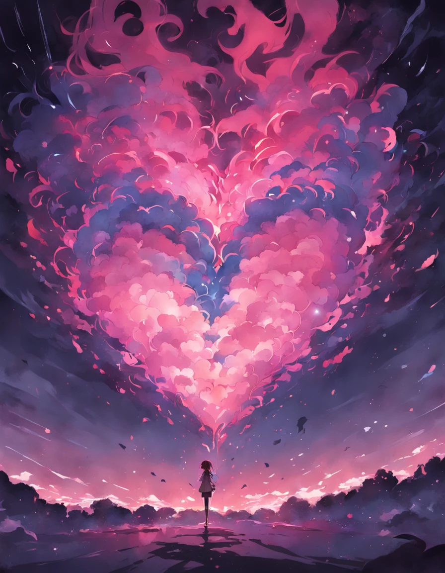 fond noir, (heart-shaped smoke)