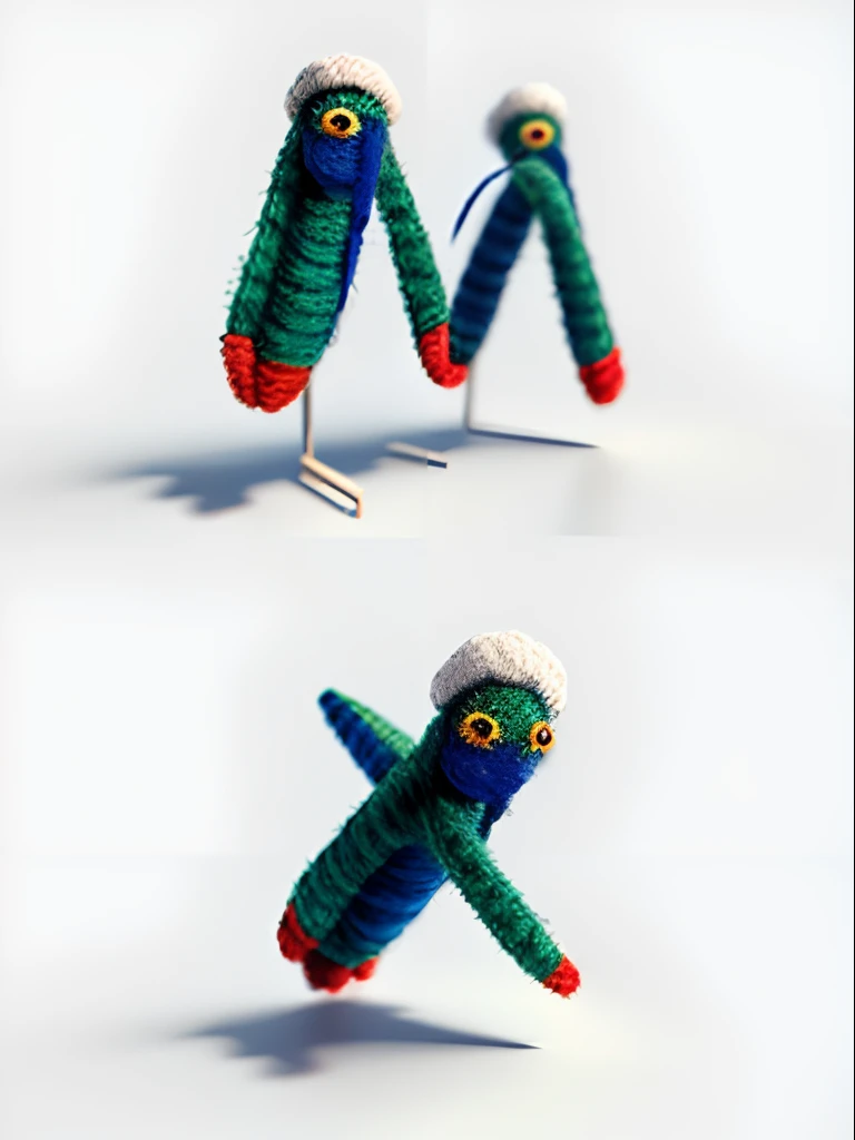 Felt style，adolable，made of wool，Artificial yarn，Light clean background，C4D style，3Drenderingof，