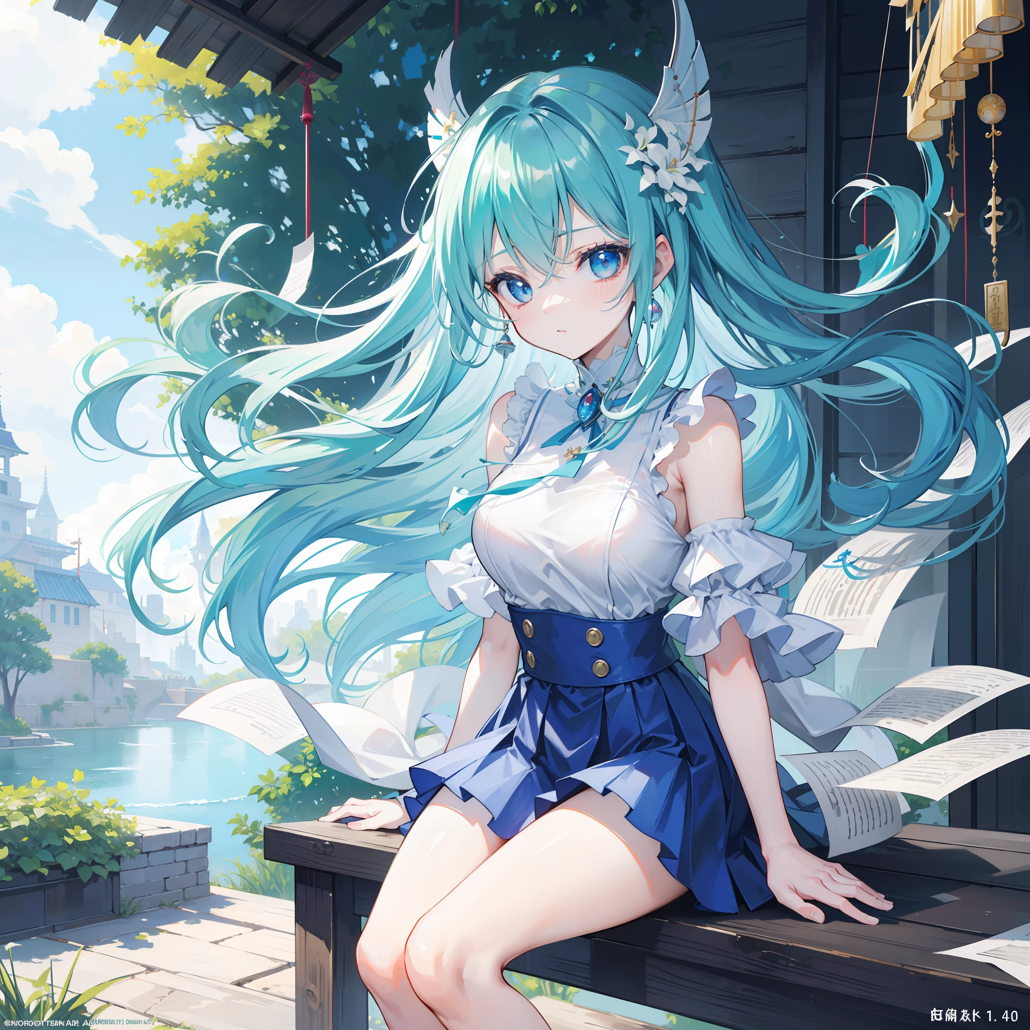 top-quality、Photorealsitic、8K、hight resolution、1girl in、femele、(Skindentation)、(large full breasts)、(profetional lighting、bokeh dof)、(a street)、(flower petals、many:0.6)、Sad face、fansty world(natta:1.2)、(Blue hair:2.0)、(Torn blouse:1.5)、(Portate:0.6)、tatteredclothing、Damaged clothing、a gorgeous、Torn clothes、Clothes torn、bloom、(Floating hair)、(light particules、lensflare、Luminous particles:0.6)、(dynamicposes:1.2)、softlighting、
