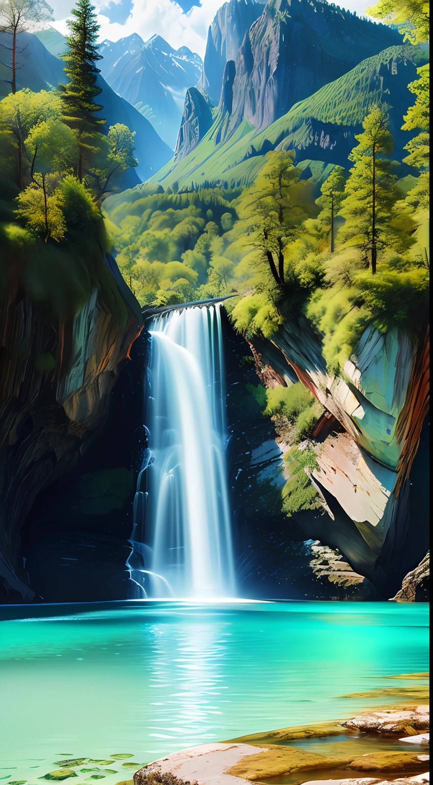 landscape, water (extremely detailed CG unity 8k wallpaper), the most beautiful artwork in the world, professional majestic oil painting, intricate, high detail, sharp focus, dramatic, photorealistic painting