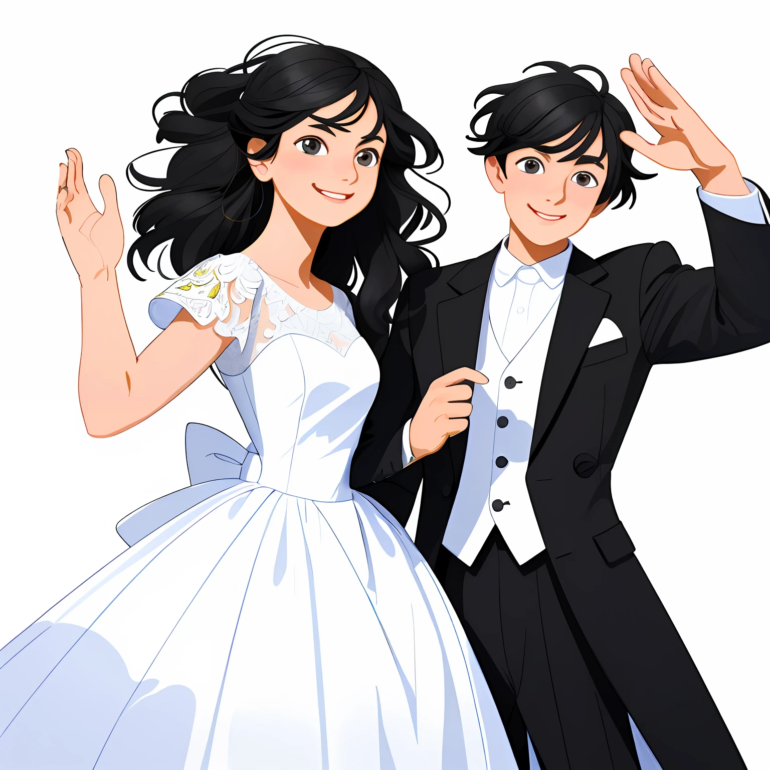 waving hands,palms,((ultra-detailed)), [realism light effect], shadow, (Fantasy style), (white background:1.6), simple background, (((tmasterpiece))), (((best qualtiy))), ((ultra - detailed)), (illustratio), (Paintwork), ((beautifull detailed face)), (((coloured background))), (((high saturated))), black hair, black hair, ((illustration)), ((masterpiece)), (((best quality)))