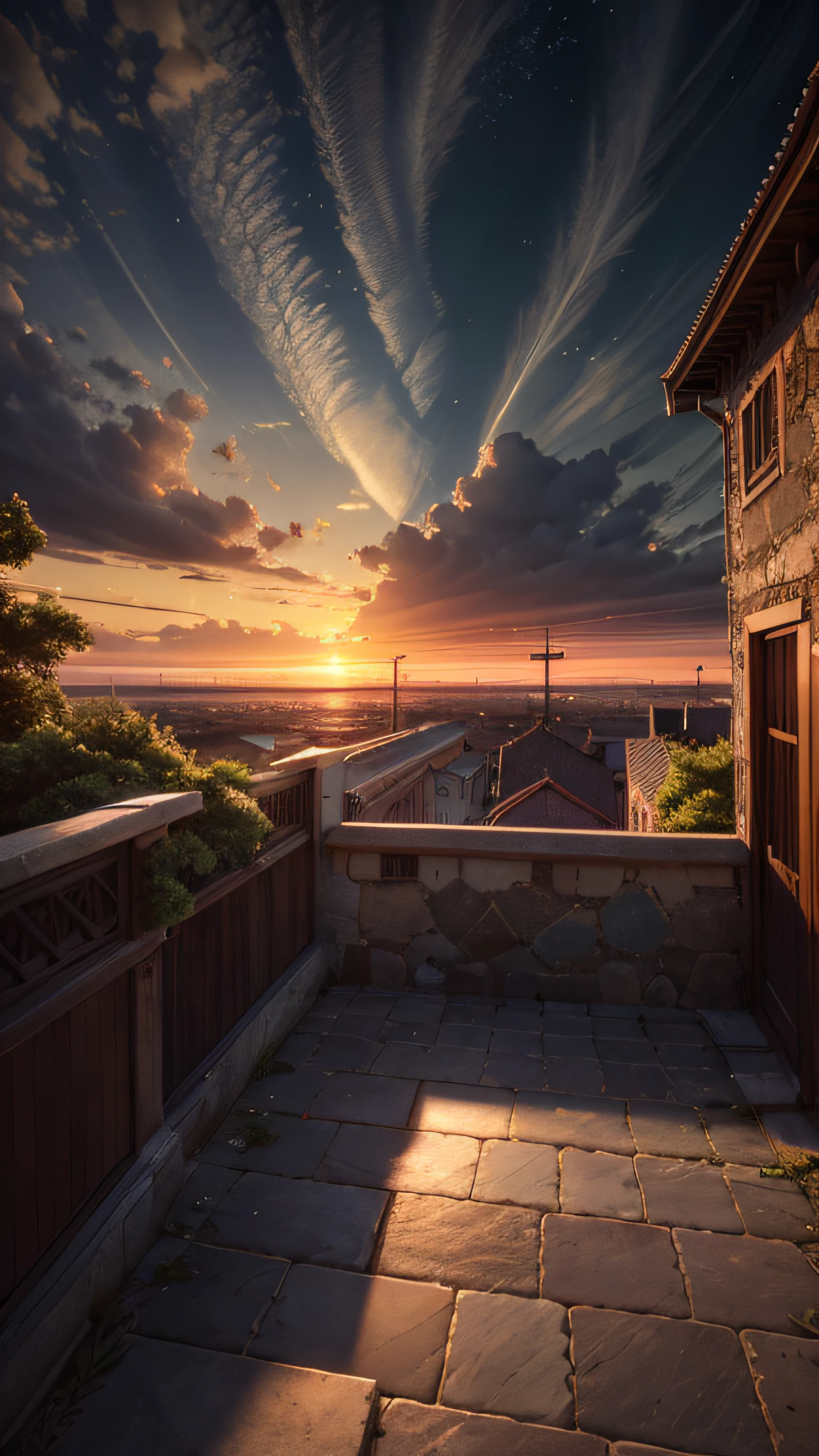 highres, imagination, (realistic), clear skies, composition, sunset, (hdr:1.5), outdoors, intricate details,