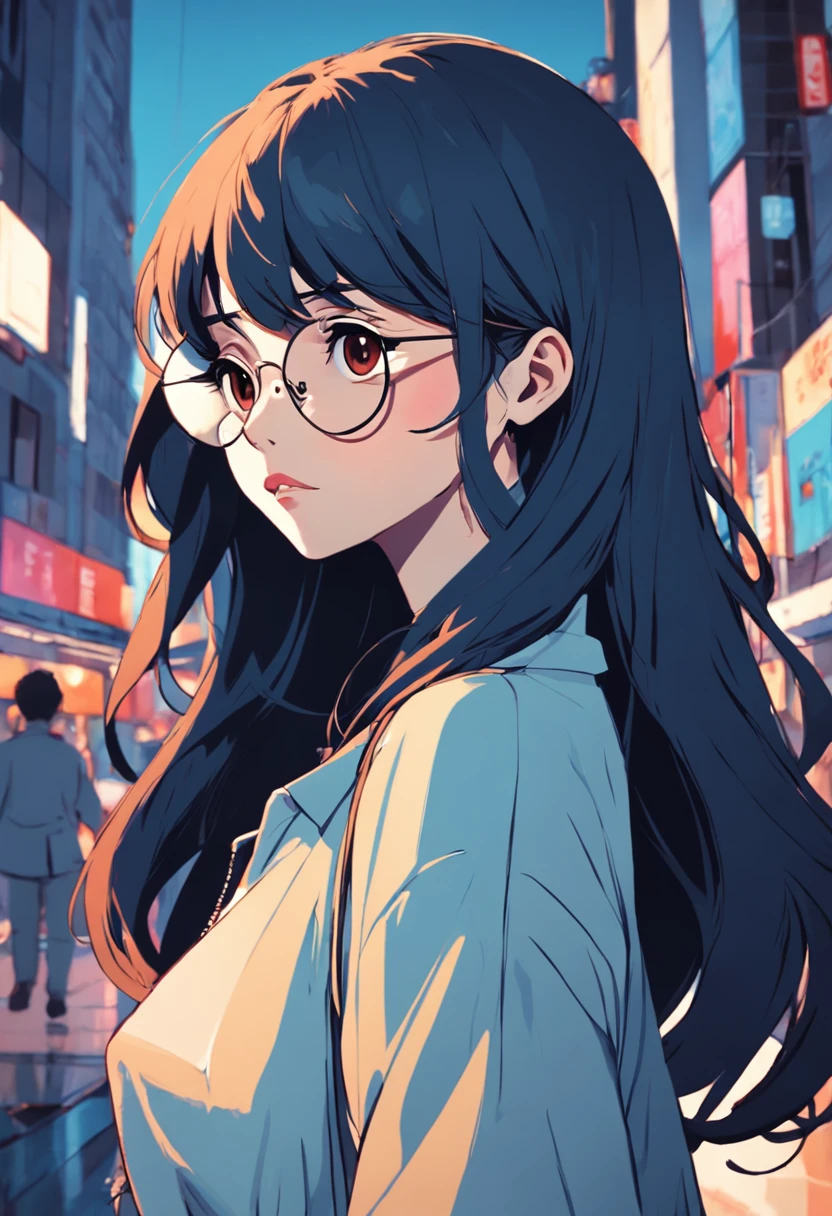 There's a woman with a pair of sunglasses on her face, in illustration style digital, estilo de arte impressionante, trending on artstration, Cartoon style illustration, fanart homem urbano, estilo de arte dos desenhos animados, stylized digital illustration, illustration art, arte dos desenhos animados, arte dos desenhos animados, pelo branco e pele escura, arte digital detalhada bonito, matte digital illustration, chiqueiro arte bonito