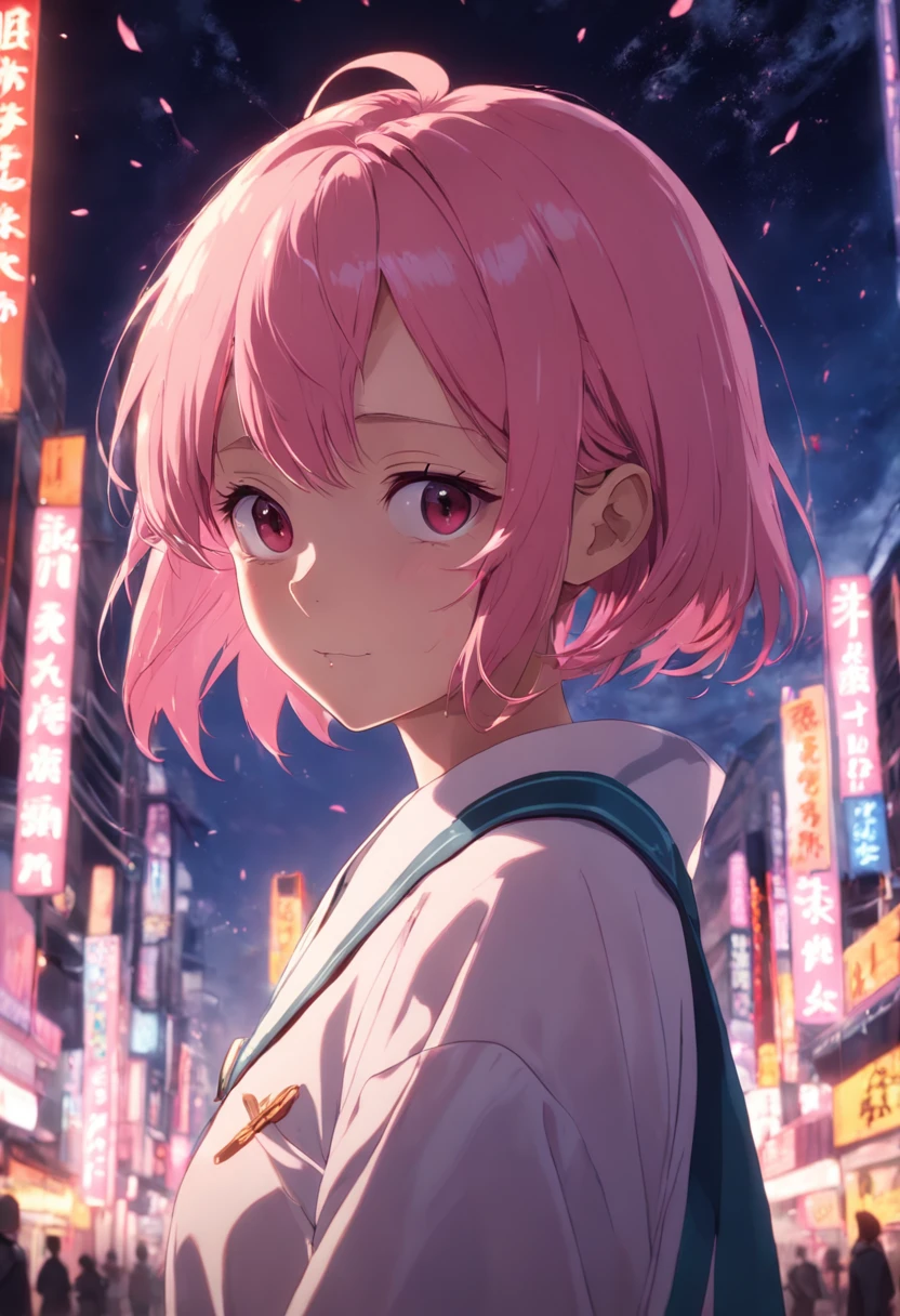 Full body like,jpn,short detailed hair,A pink-haired,nurses,white clothes,perfect figure beautiful woman, huge tit,Highly detailed facial and skin texture,A detailed eye,二重まぶた ( City street:1.1)