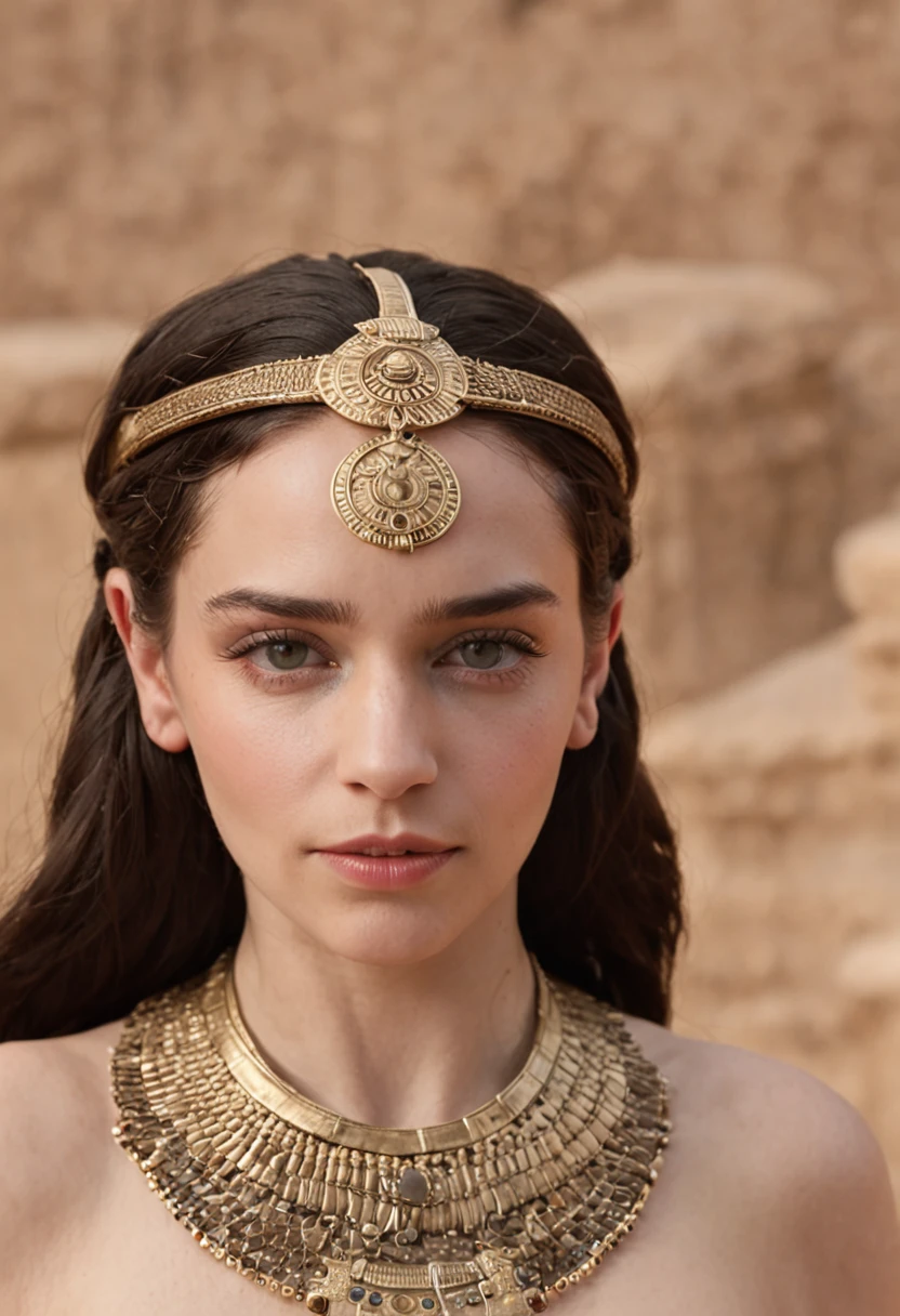 Realista,Emilia Clarke , girl,Antiguo Egipto,Disfraz estilo Cleopatra,Agrandamiento de los senos,Un sexy,Antecedentes Antiguo templo egipcio