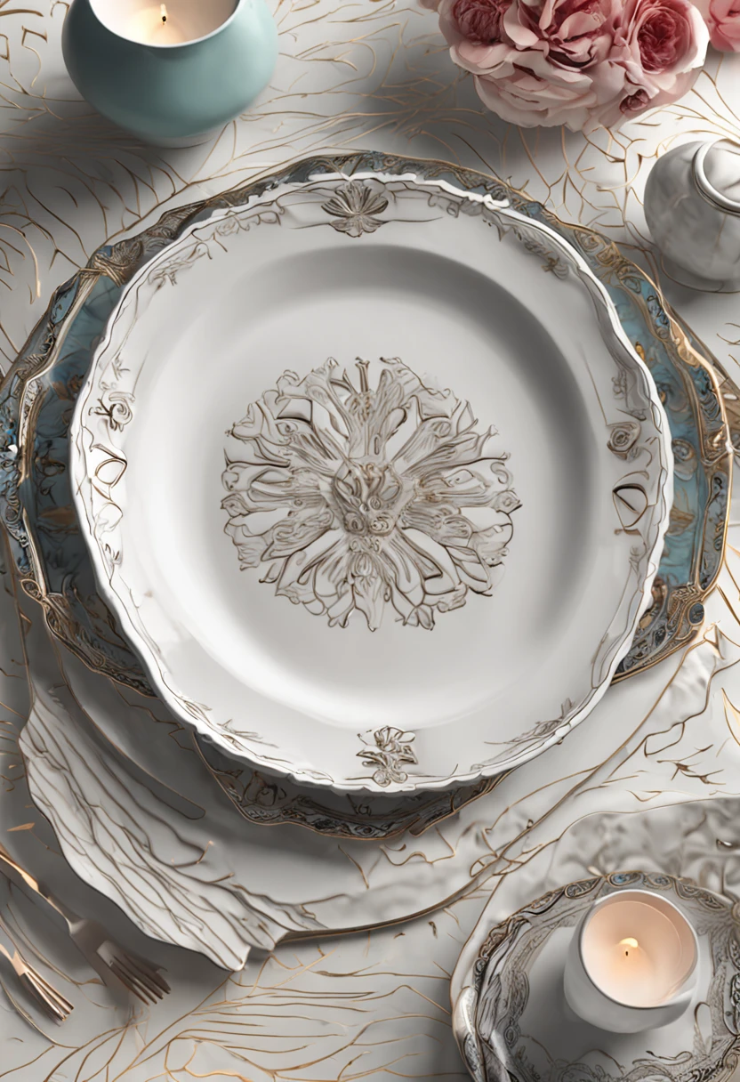 There is a bone china plate,Bone china plate design artwork,Modern artwork,streaked,top views,3D for best results,artwork of a,best qualtiy,8K,3D,Color decoration,top Quority,the detail,The edges are patterned,Add details