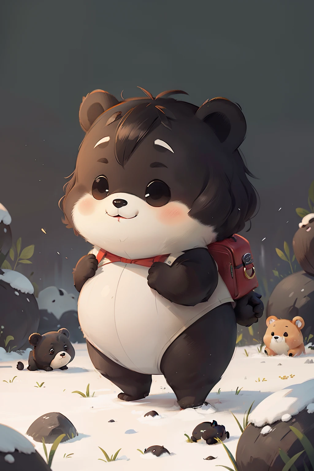 Small animal front avatar,Black and white bears,adolable,Flat wind,Fat toot,