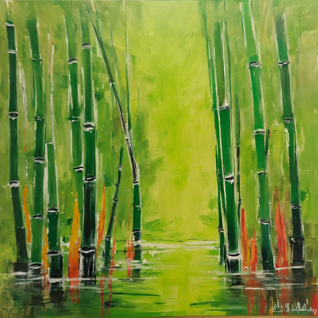 Light green bamboo forest,in the early morning,no sun