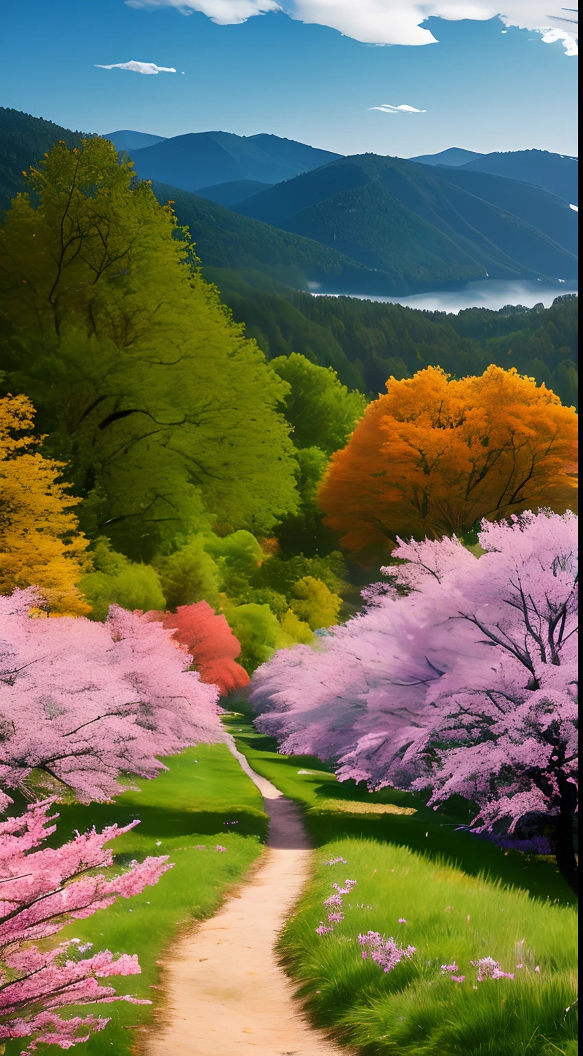 Masterpiece, Best Quality, High Quality, Extremely Detailed CG Unity 8k Wallpaper, Scenic, Oil Painting, Award Winning Photography, Bokeh, Depth of Field, HDR, Glow, Chromatic Aberration, Photorealistic, Extremely Detailed, Art Station Trending, CGSociety Trending, Intricate , highly dramatic, midway art and masterpiece, best quality, highest quality, extremely detailed CG Unity 8k wallpapers. A lush summer landscape of rolling green hills stretching to the horizon, dotted with wildflowers in shades of pink, yellow and purple, flooded with light. This is a masterpiece, best quality, highest quality, extremely detailed CG unity 8k wallpaper peaceful autumn landscape surrounded by golden yellow, fiery red and burnt orange trees. The fresh air smells sweet of fallen leaves and wood smoke. The ground is covered with a warm layer of leaves that rustle under your feet. A misty mountain rises in the distance, surrounded by light And a masterpiece in the best quality and extremely detailed CG unity 8k wallpaper A breathtaking winter landscape covered in snowy capes, creating a A world of shimmering whites and cool blue shades. The tall evergreens are tall and proud, their branches covered with snow and light. This is a masterpiece with the best quality, great quality and extremely detailed CG unity 8k wallpaper vivid spring landscape full of new life and colors. The hills are carpeted in green with delicate wildflowers in shades of pink, purple and yellow, with plenty of lighting