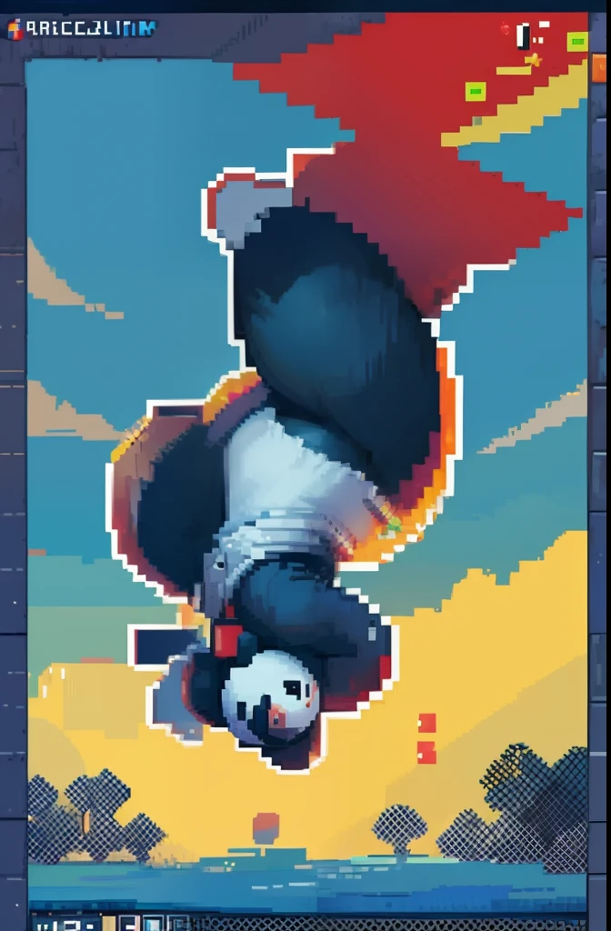 top-quality, masterpiece, Pixel art, Pixel art(24 squares × 24 squares), Backflip panda